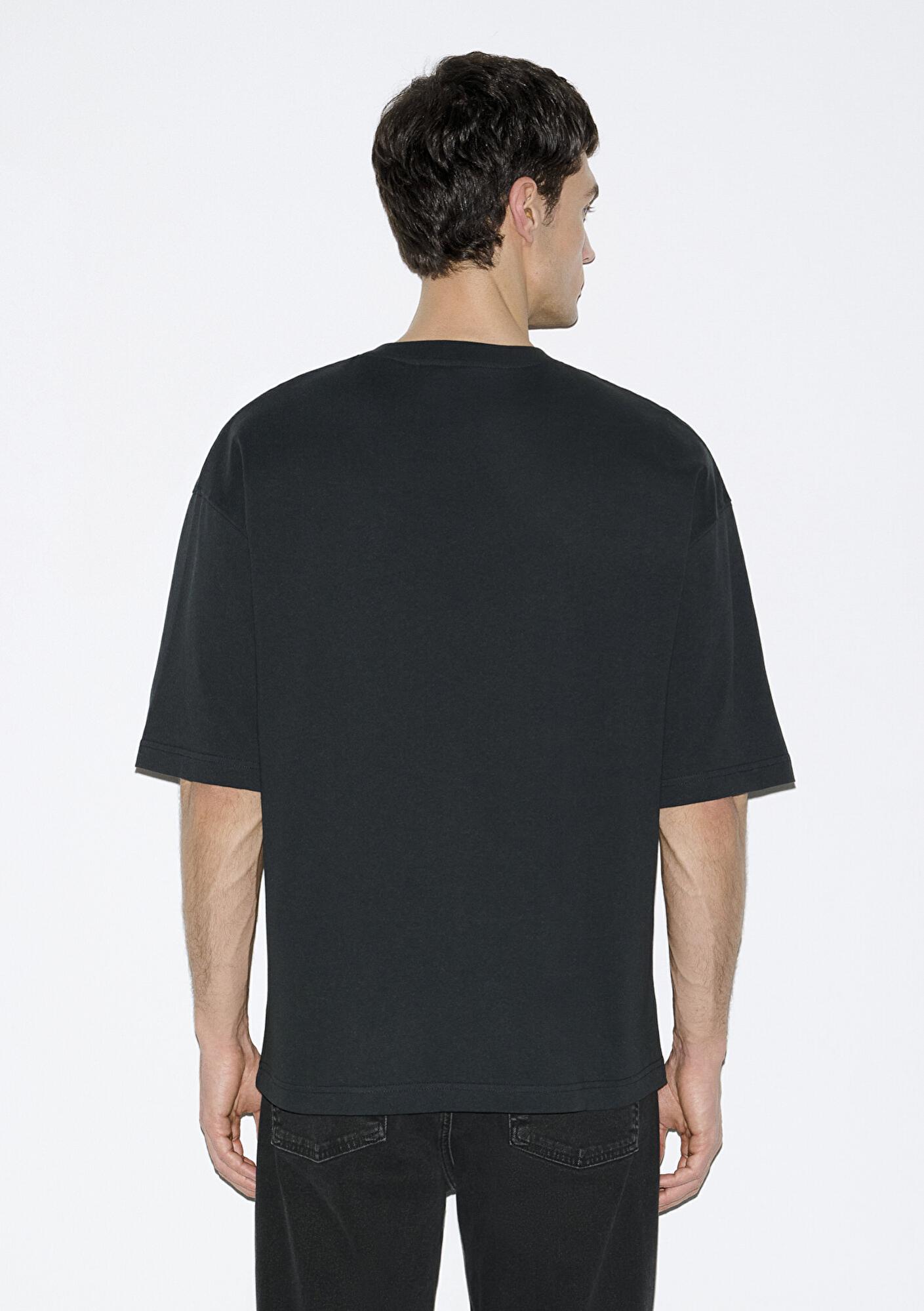 Mavi You Own My Heart Baskılı Siyah Tişört Oversize / Geniş Kesim 0613253-71379