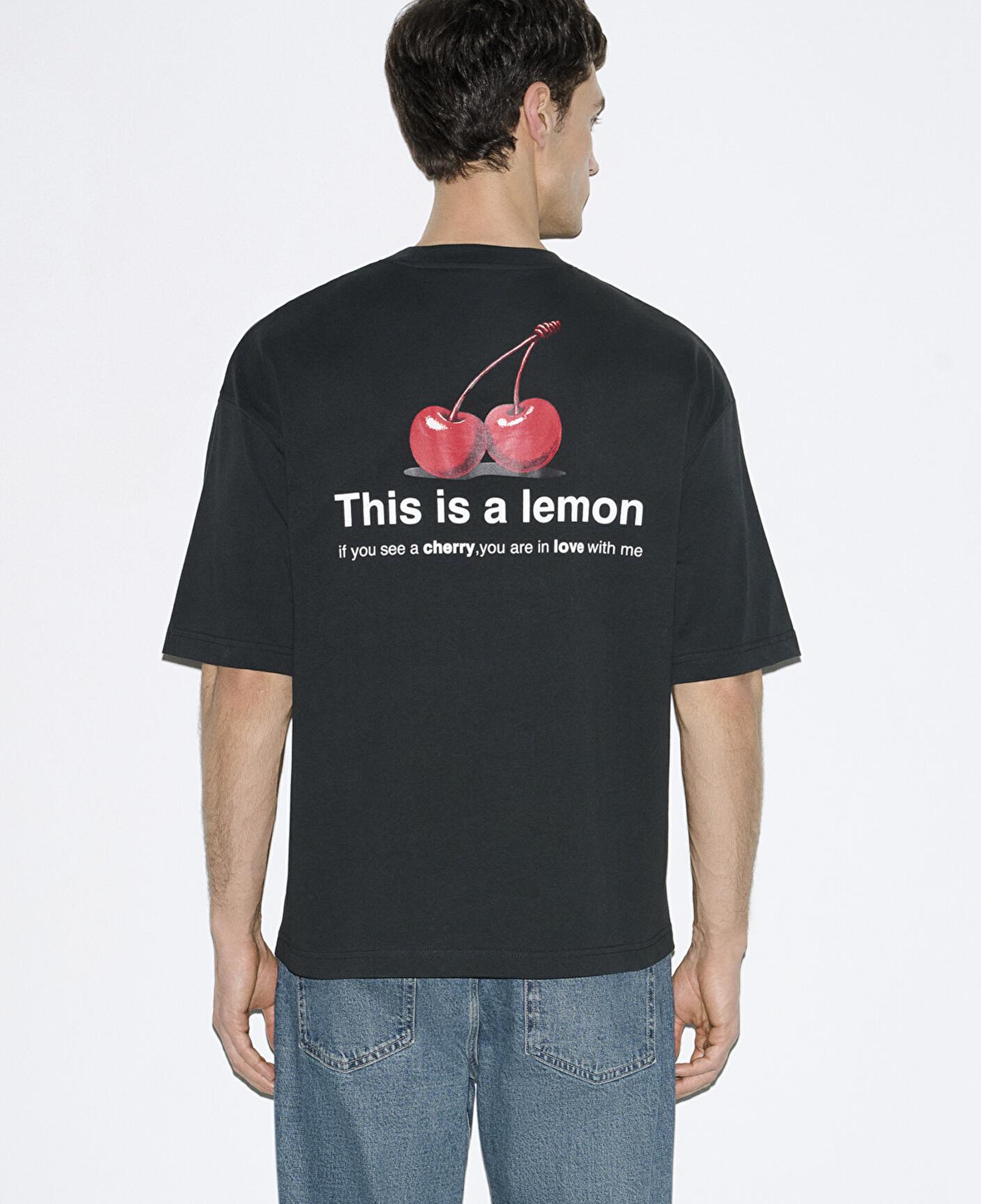 Mavi This Is A Lemon Sırt Baskılı Siyah Tişört Oversize / Geniş Kesim 0613255-71379