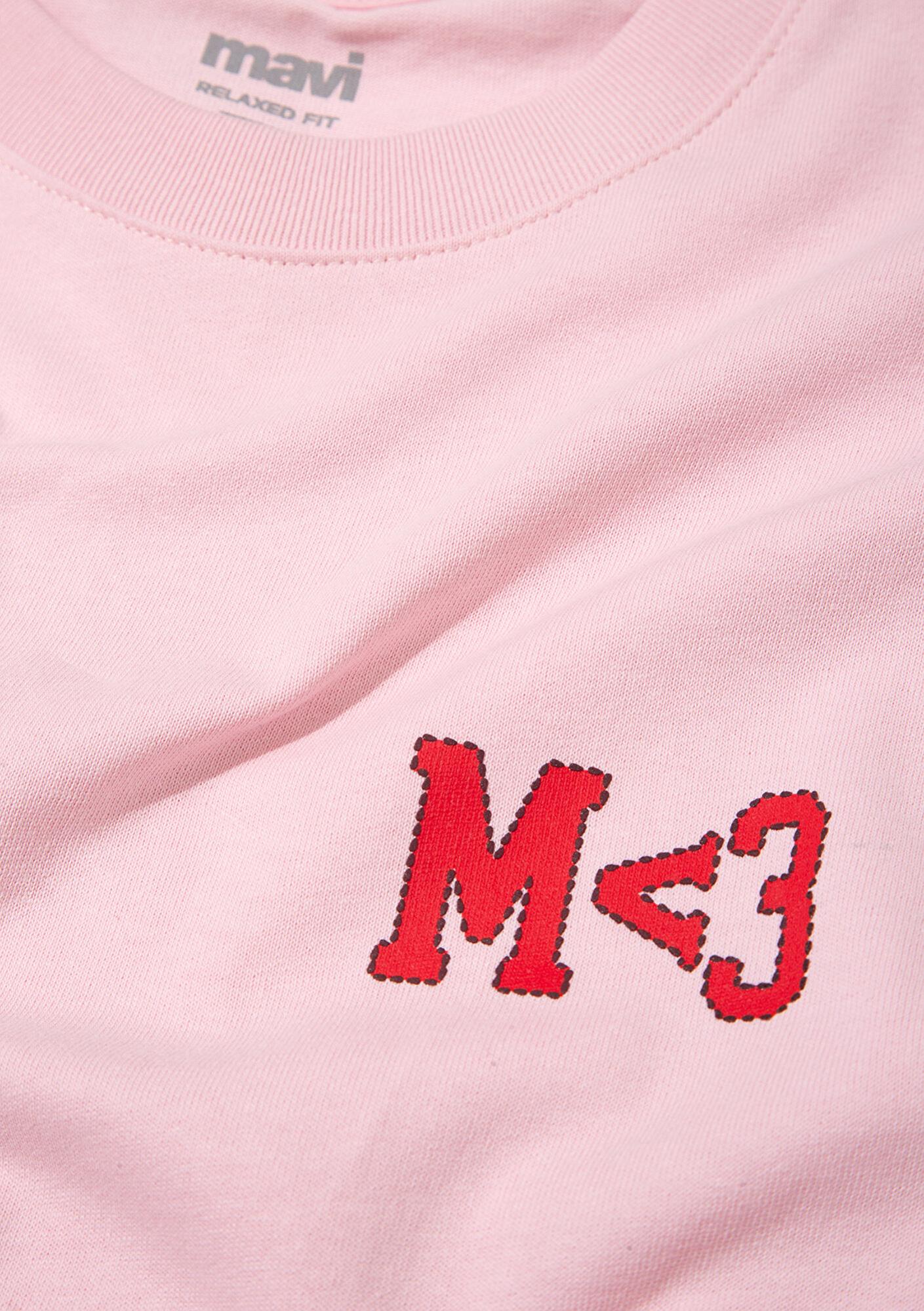 Mavi M Kalp Baskılı Pembe Tişört Relaxed Fit / Rahat Kesim 0613252-91467