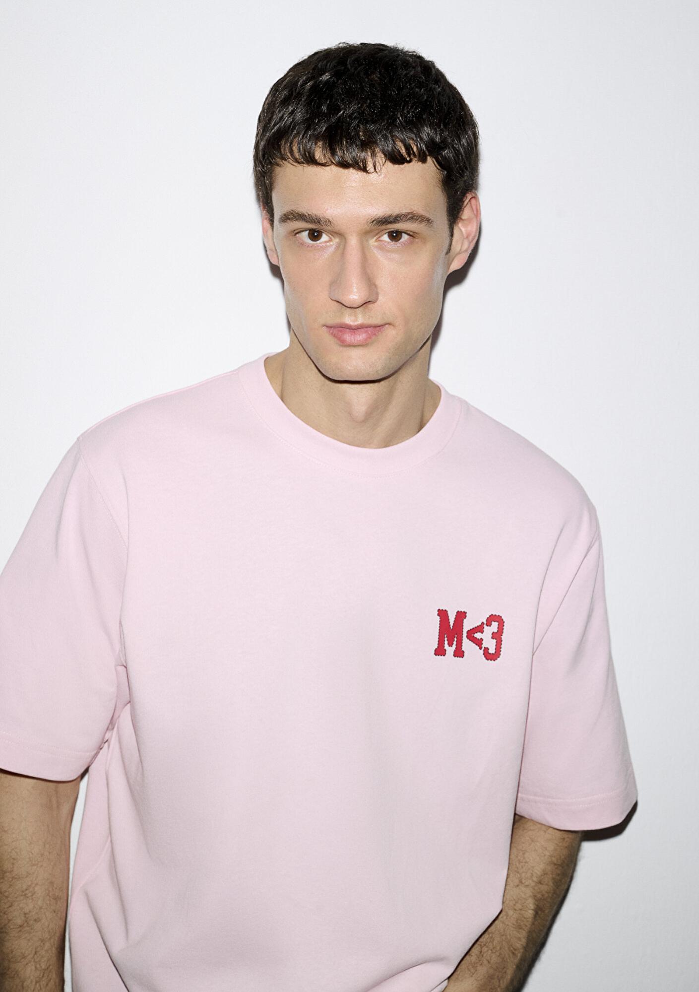 Mavi M Kalp Baskılı Pembe Tişört Relaxed Fit / Rahat Kesim 0613252-91467