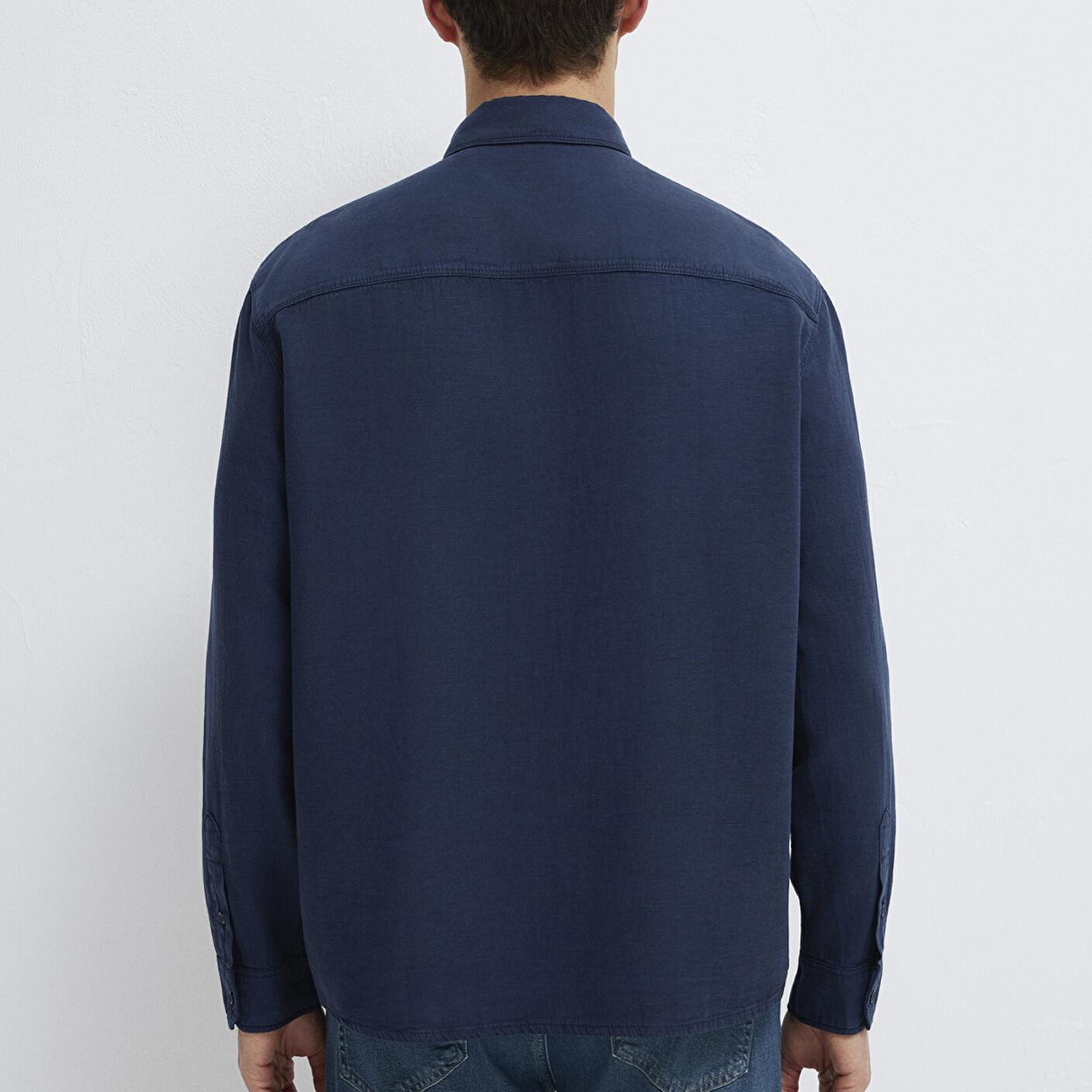 Mavi Keten Karışımlı Lacivert Tencel TM Liyosel Gömlek Regular Fit / Normal Kesim 0211482-70490