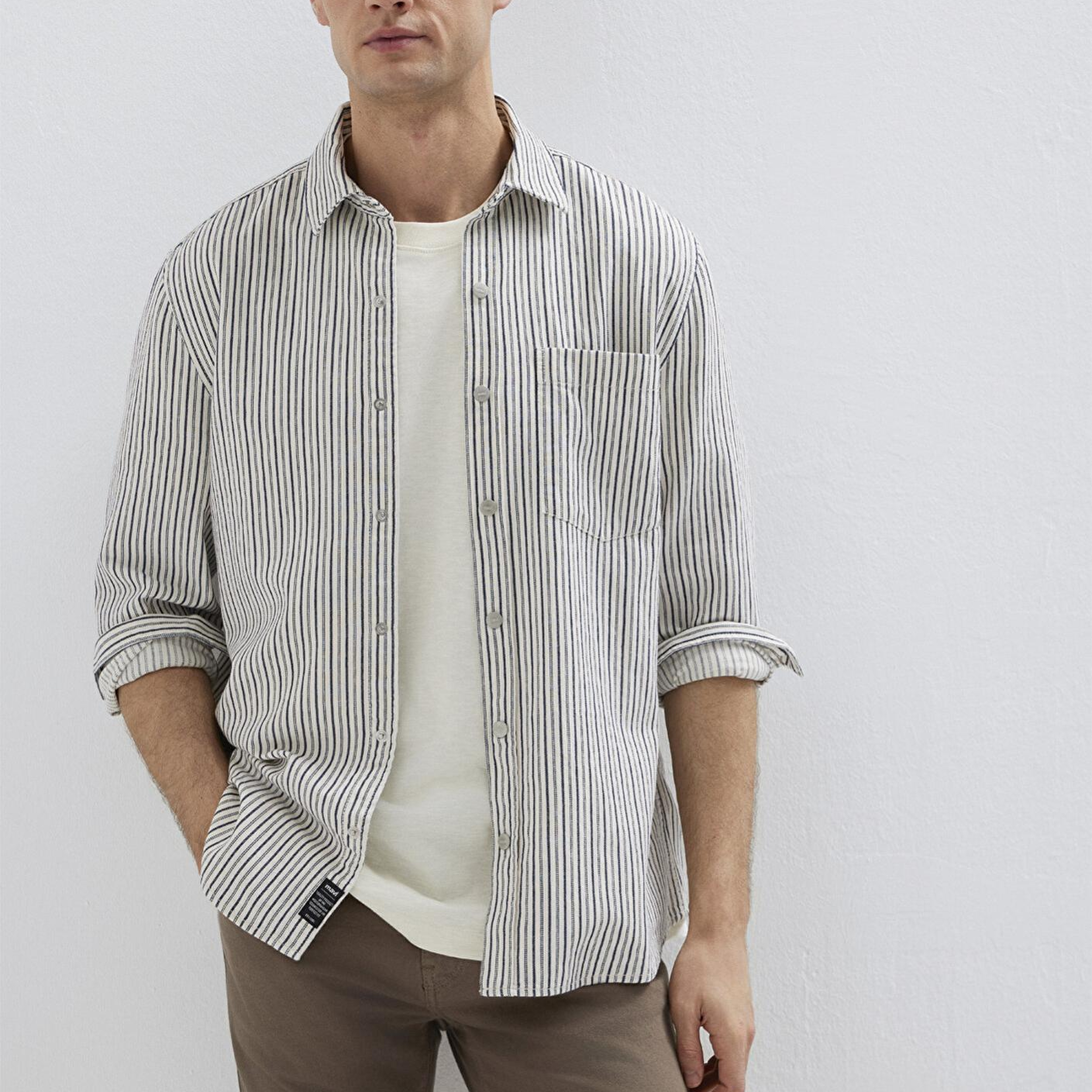 Mavi Çizgili Beyaz Gömlek Regular Fit / Normal Kesim 0211914-18790