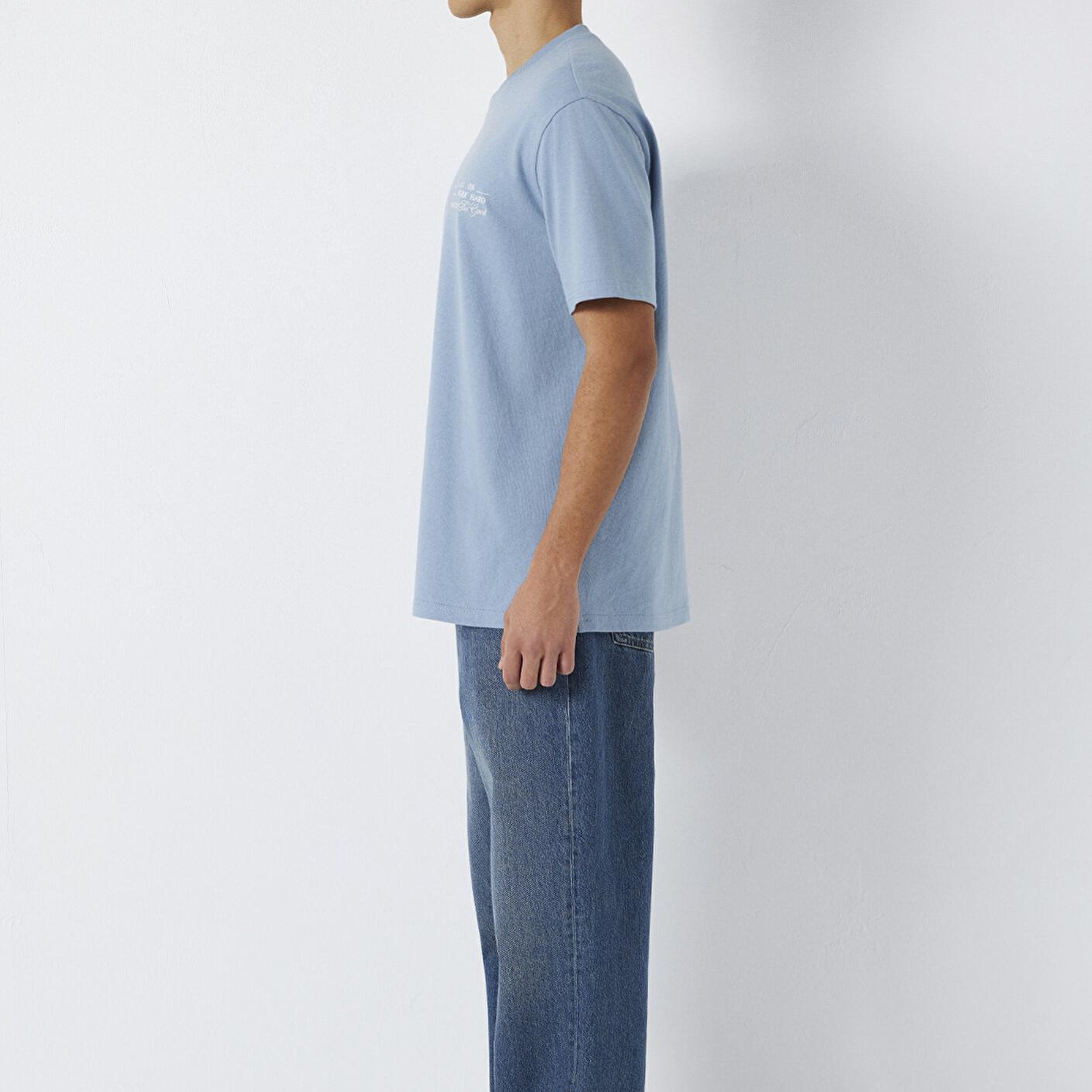 Mavi Baskılı Mavi Tişört Loose Fit / Bol Rahat Kesim 0613184-86998