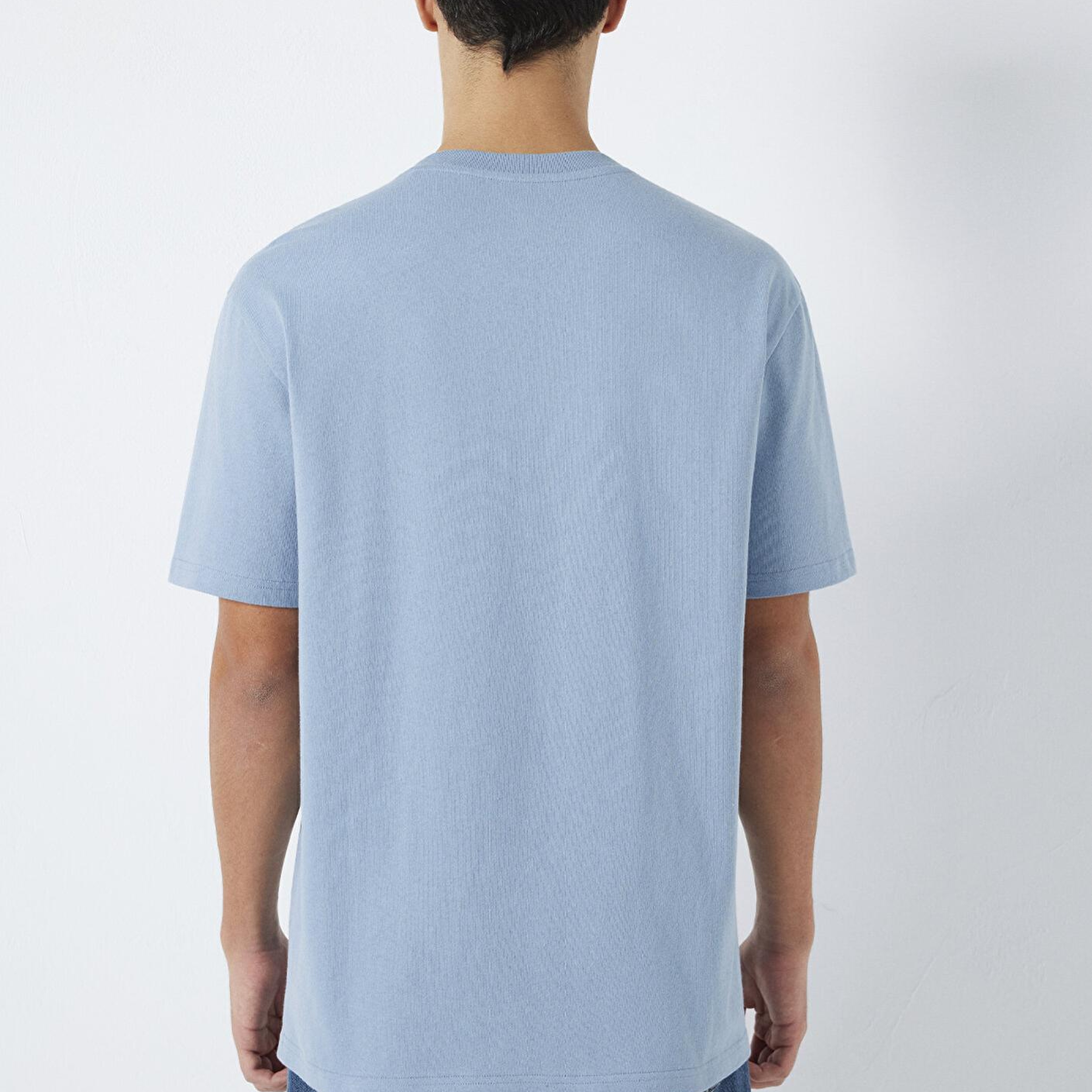 Mavi Baskılı Mavi Tişört Loose Fit / Bol Rahat Kesim 0613184-86998