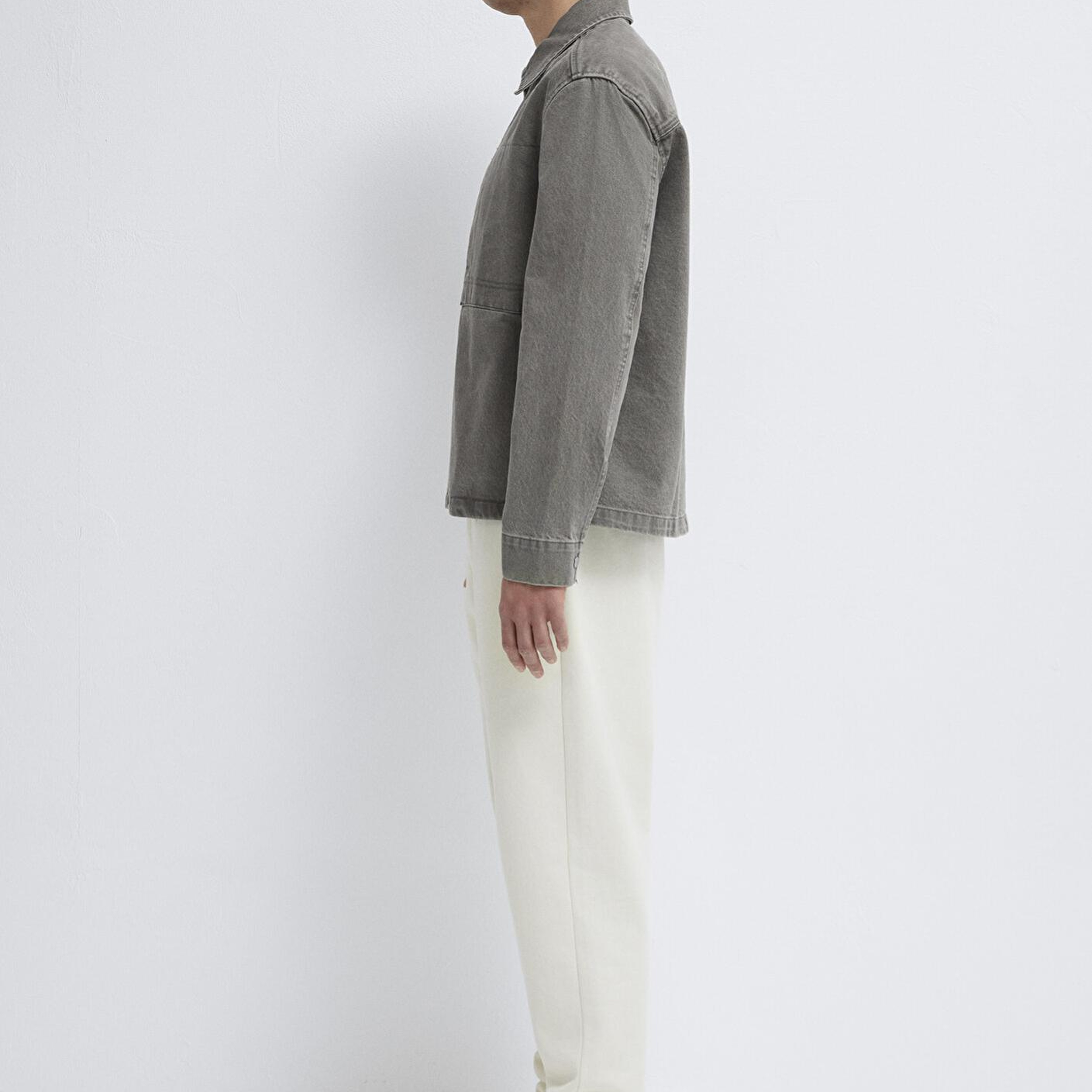 Mavi Fermuarlı Antrasit Gömlek Loose Fit / Bol Rahat Kesim 0211882-900