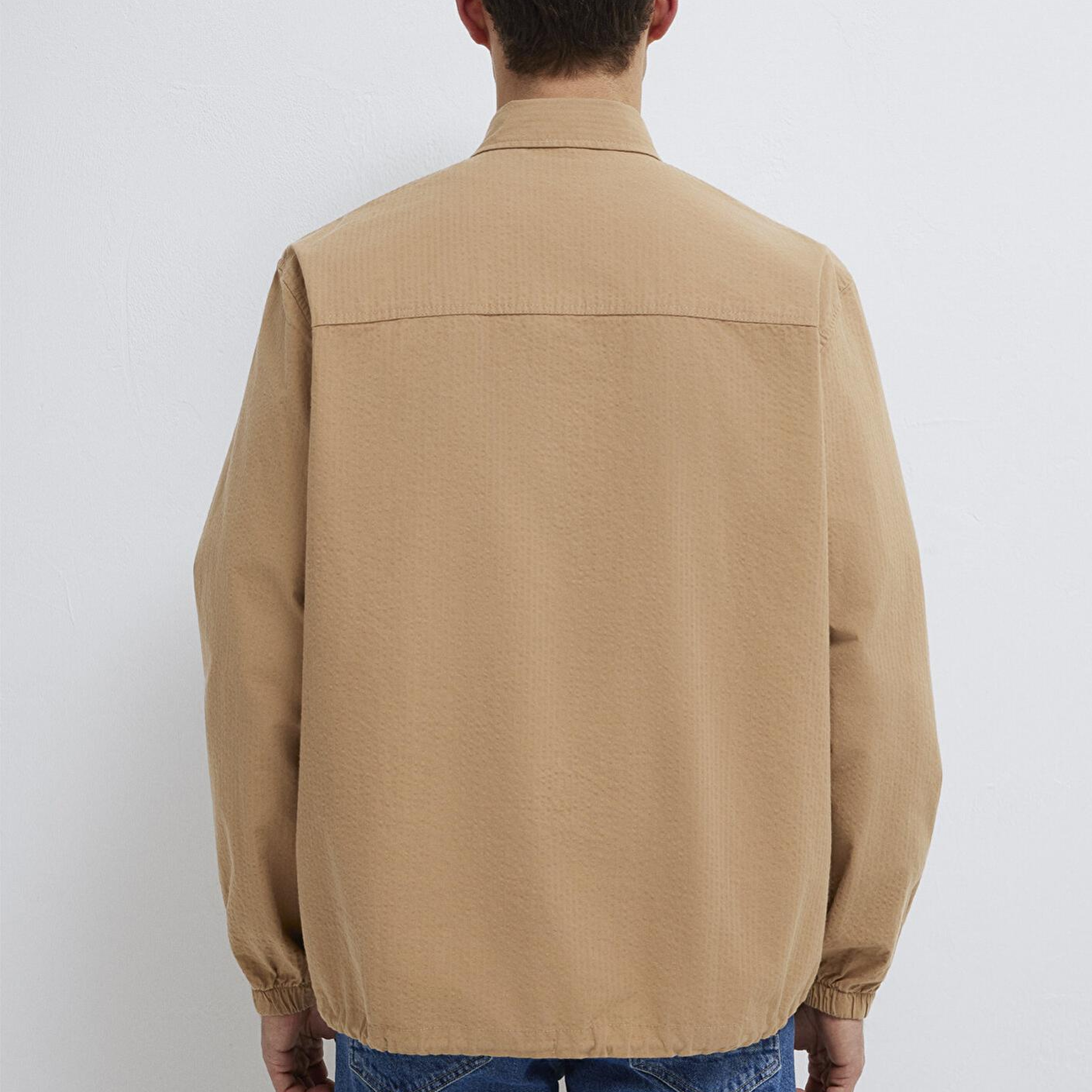 Mavi Cepli Kahverengi Gömlek Loose Fit / Bol Rahat Kesim 0211871-88616