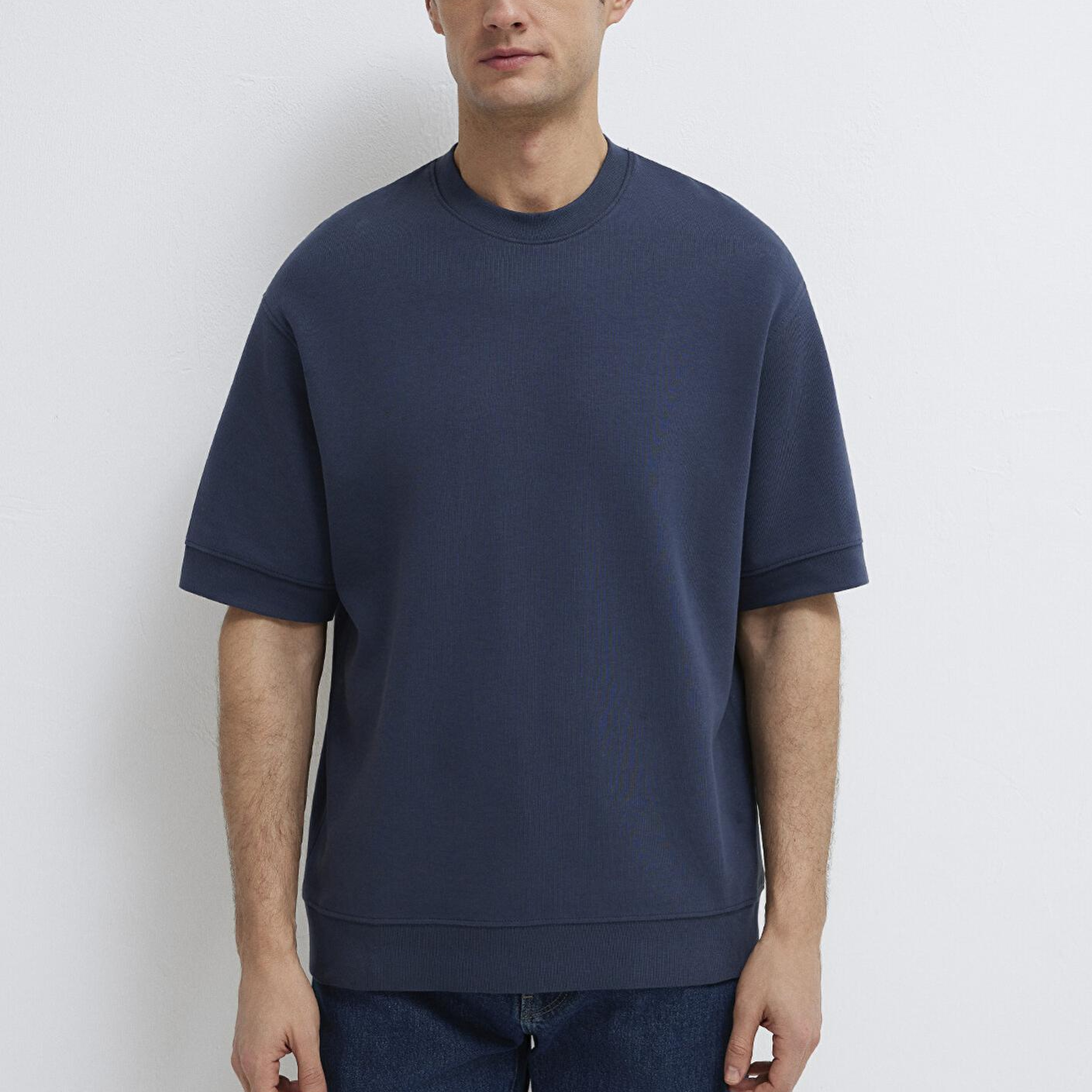 Mavi Bisiklet Yaka Lacivert Tişört Loose Fit / Bol Rahat Kesim 0611614-70490