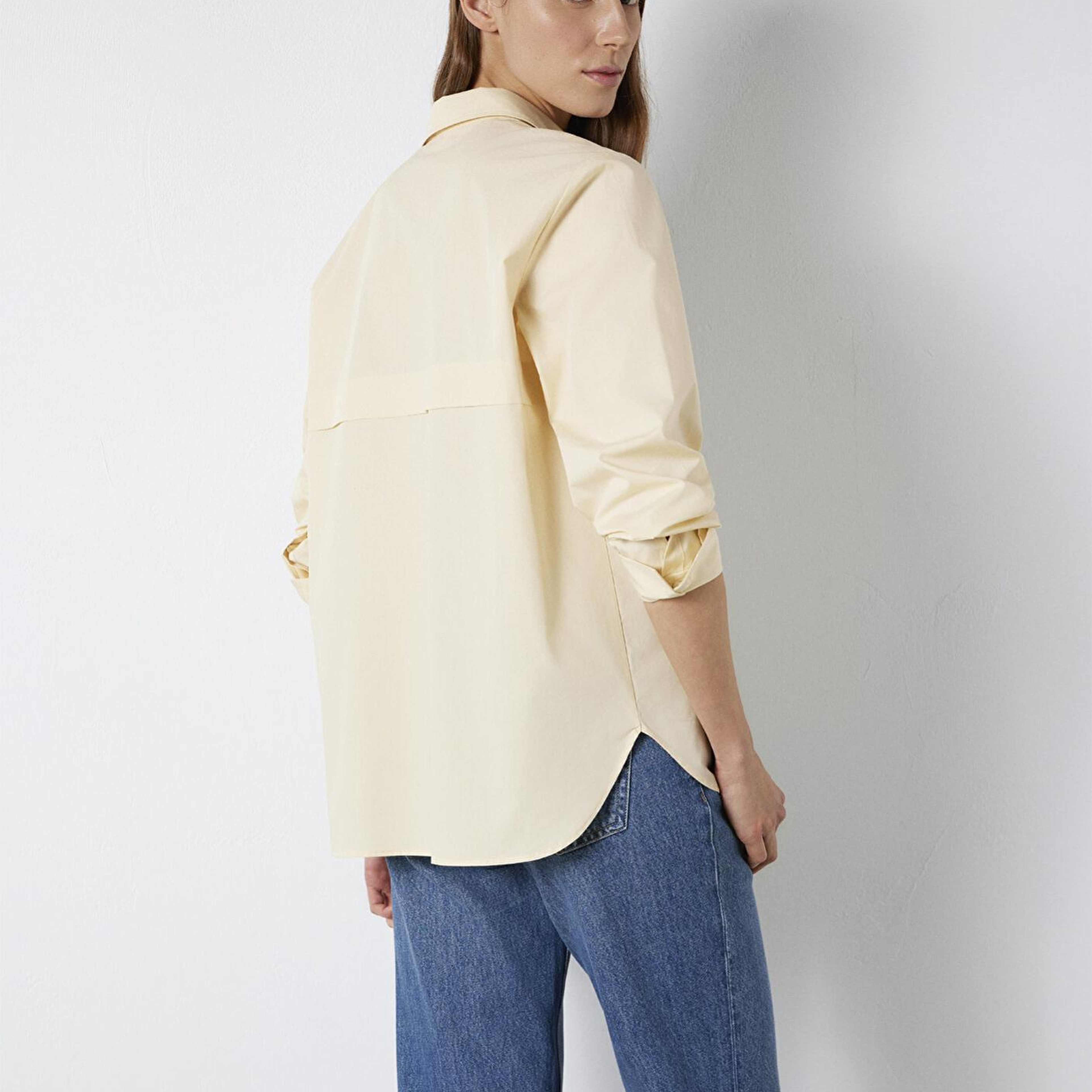 Mavi Sarı Gömlek Loose Fit / Bol Rahat Kesim 1211395-70034