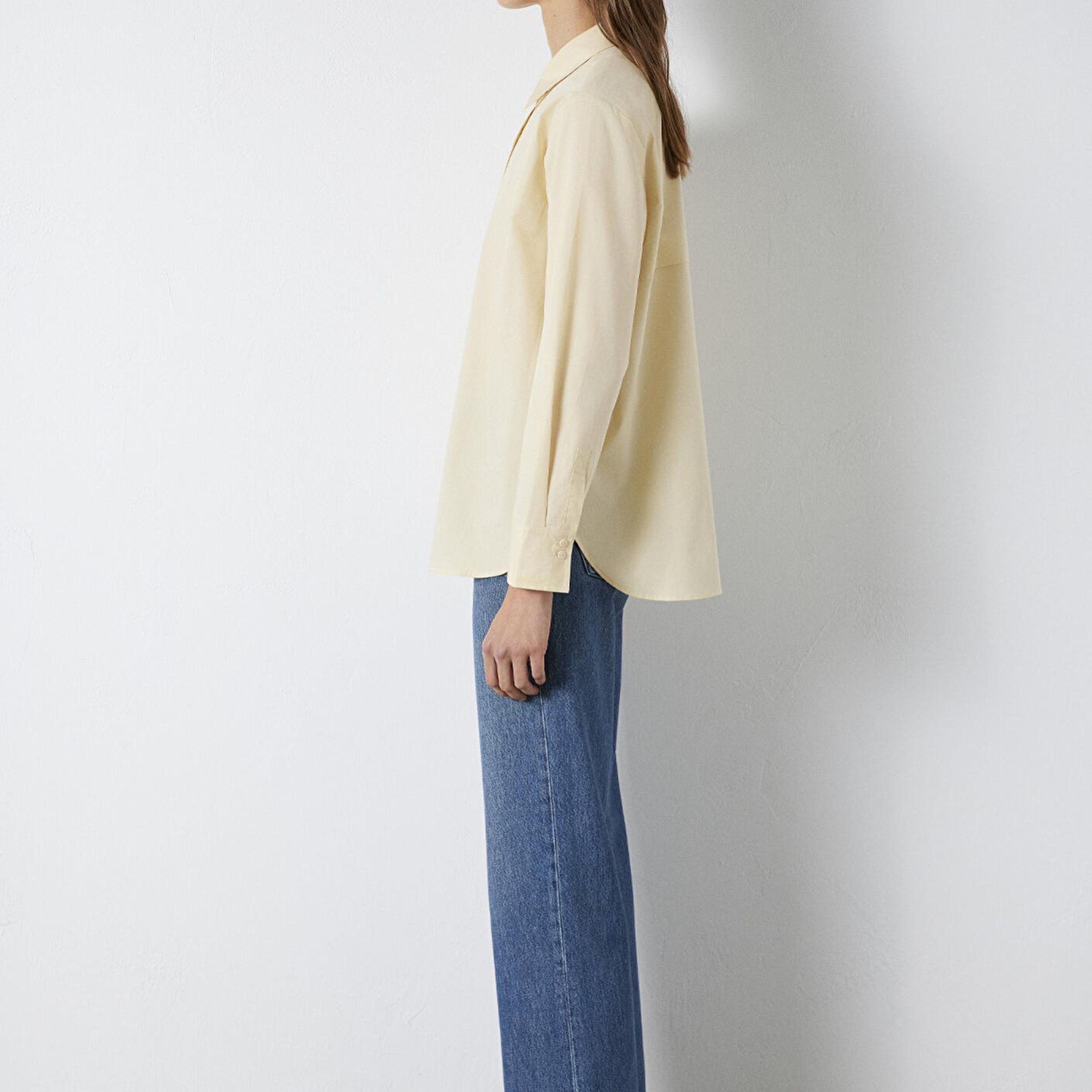 Mavi Sarı Gömlek Loose Fit / Bol Rahat Kesim 1211395-70034