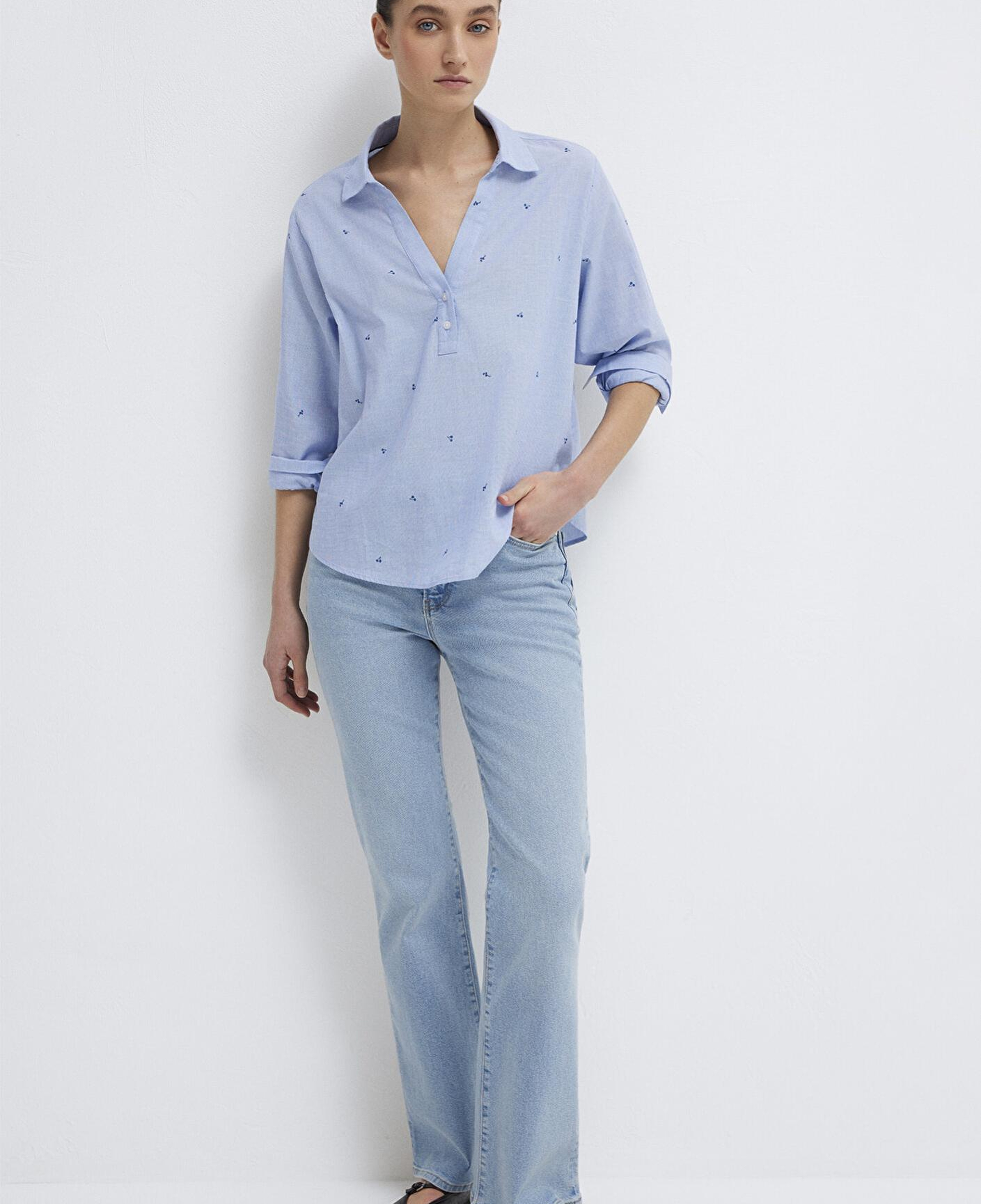 Mavi Baskılı Mavi Gömlek Regular Fit / Normal Kesim 1211397-91383