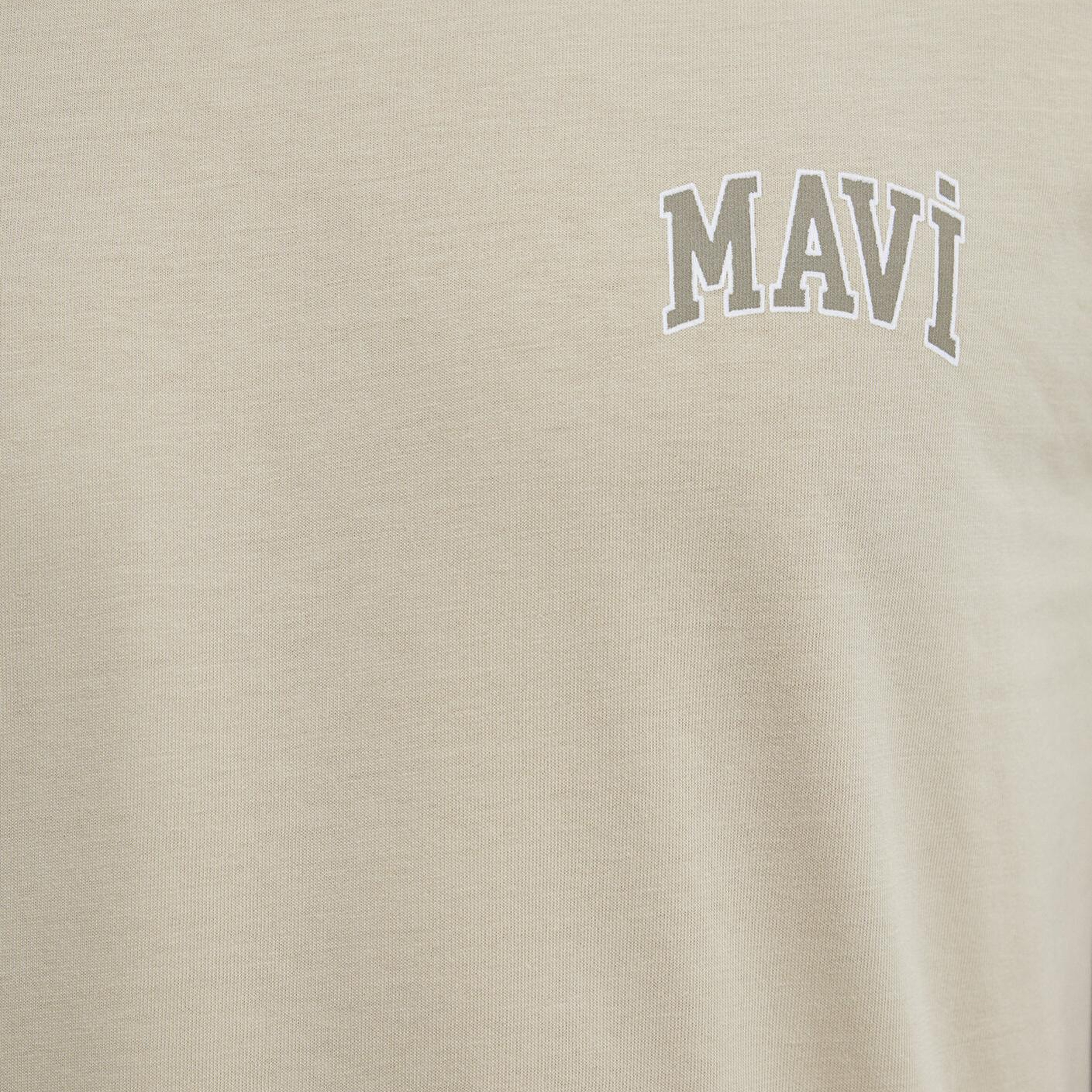Mavi Mavi Logo Baskılı Bej Tişört Regular Fit / Normal Kesim 0611714-70325