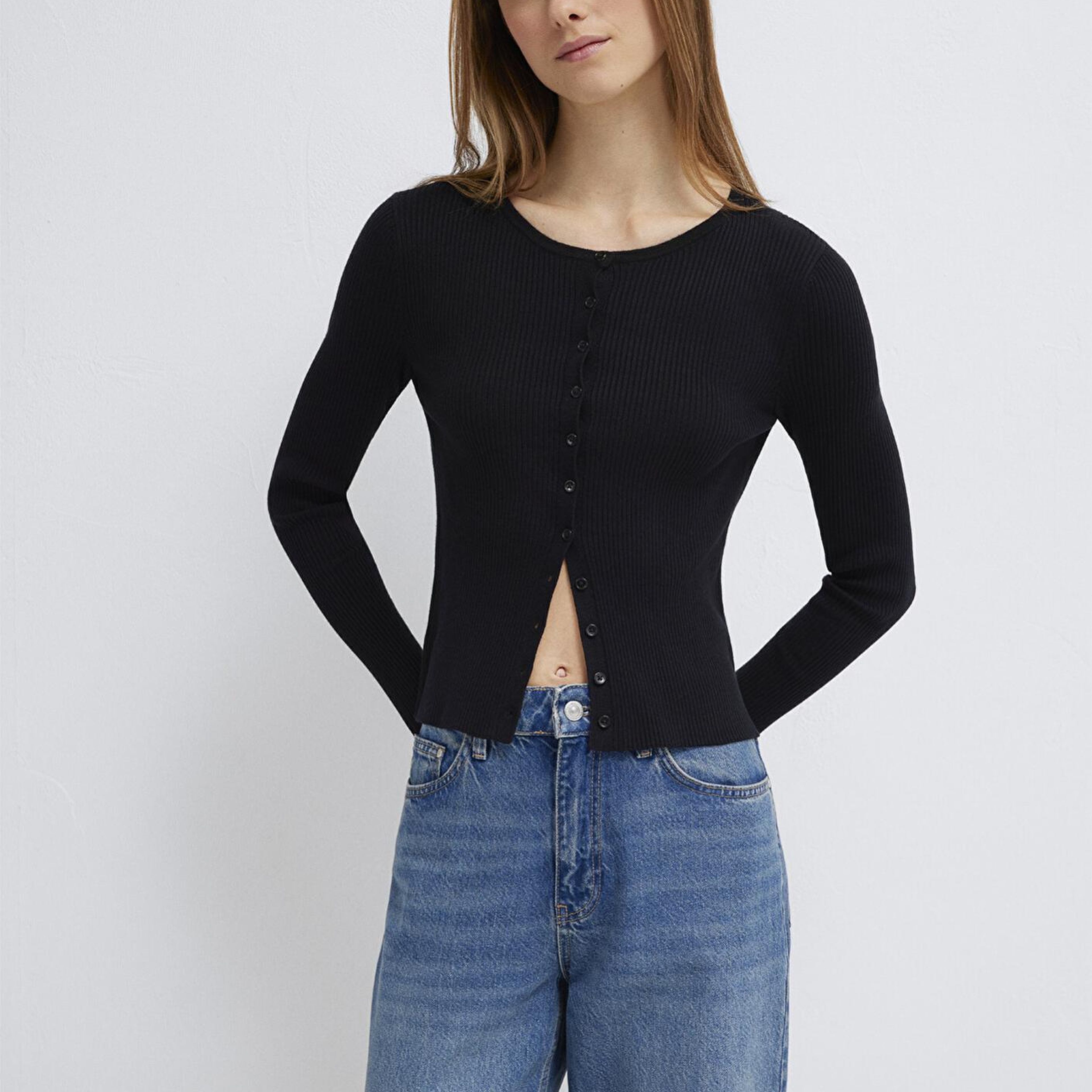 Mavi Siyah Hırka Fitted / Vücuda Oturan Kesim 1710846-900