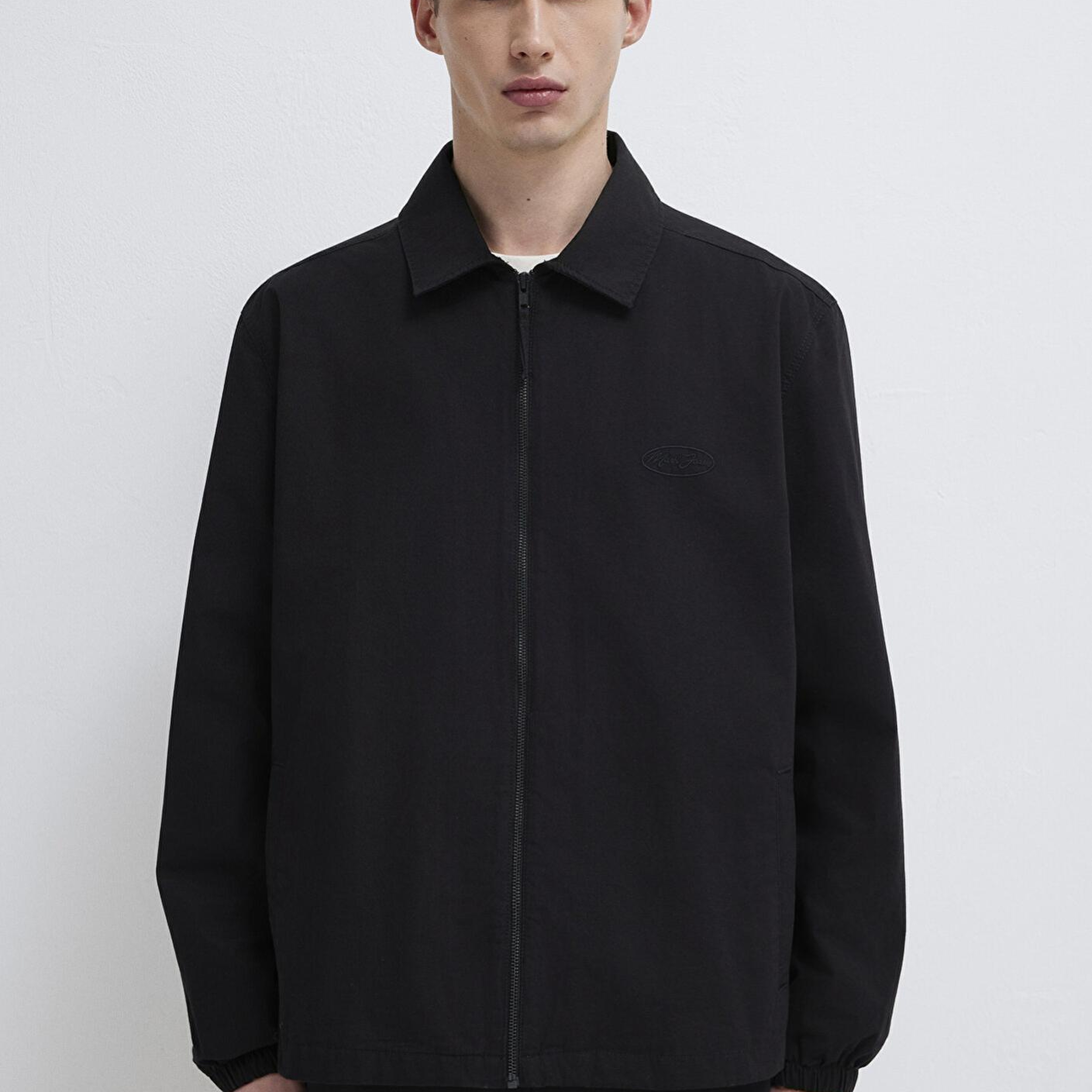 Mavi Fermuarlı Siyah Gömlek Loose Fit / Bol Rahat Kesim 0211883-900