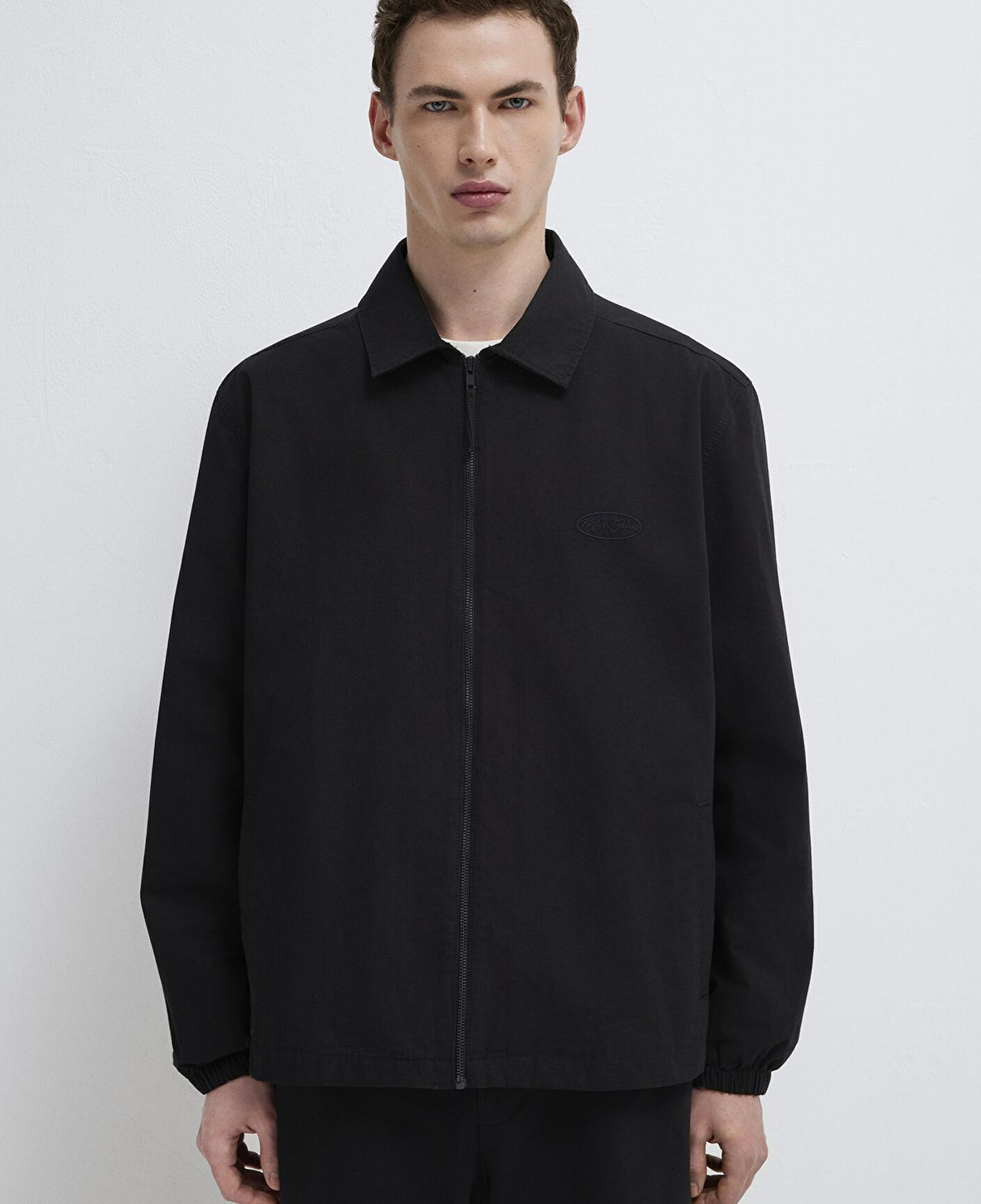 Mavi Fermuarlı Siyah Gömlek Loose Fit / Bol Rahat Kesim 0211883-900