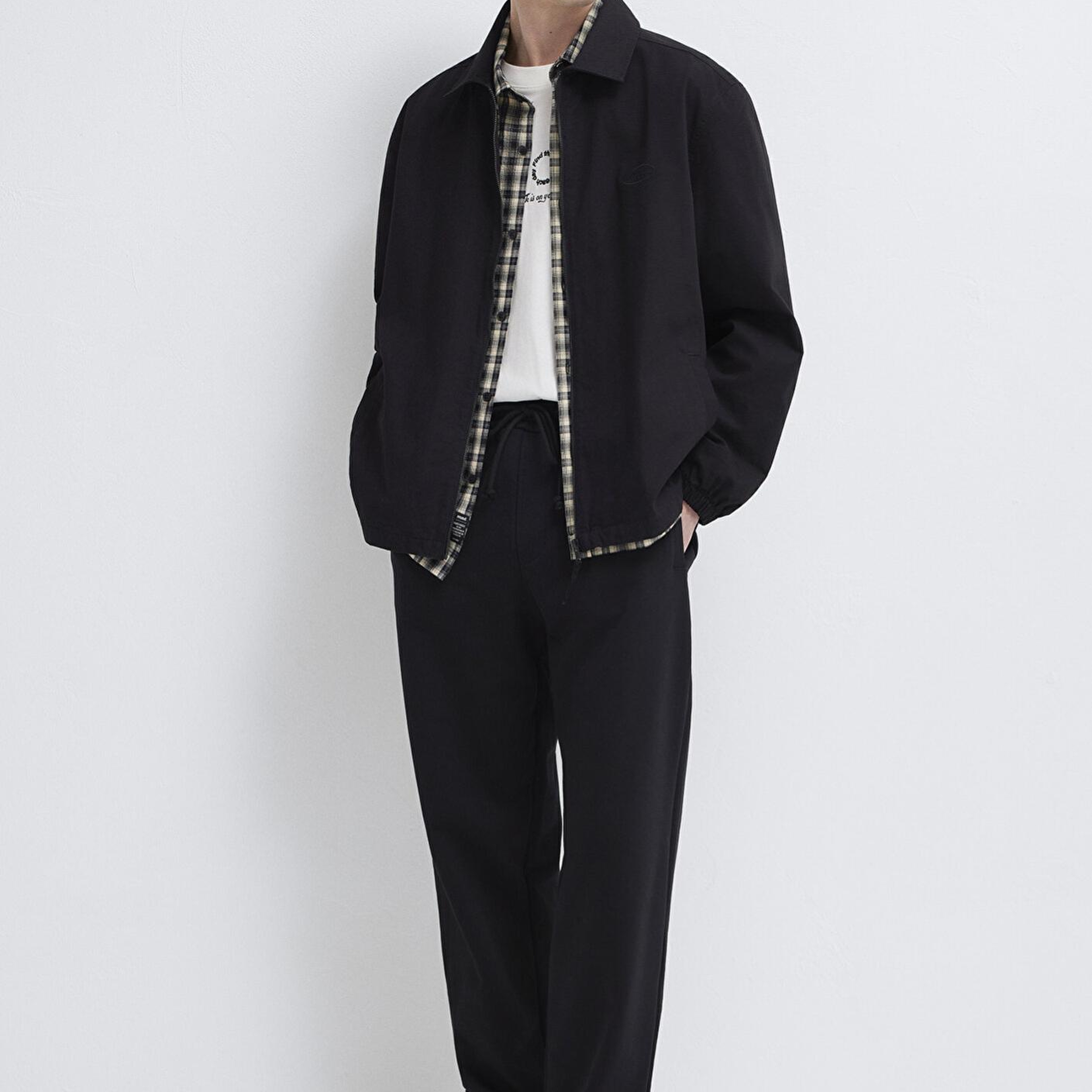 Mavi Fermuarlı Siyah Gömlek Loose Fit / Bol Rahat Kesim 0211883-900