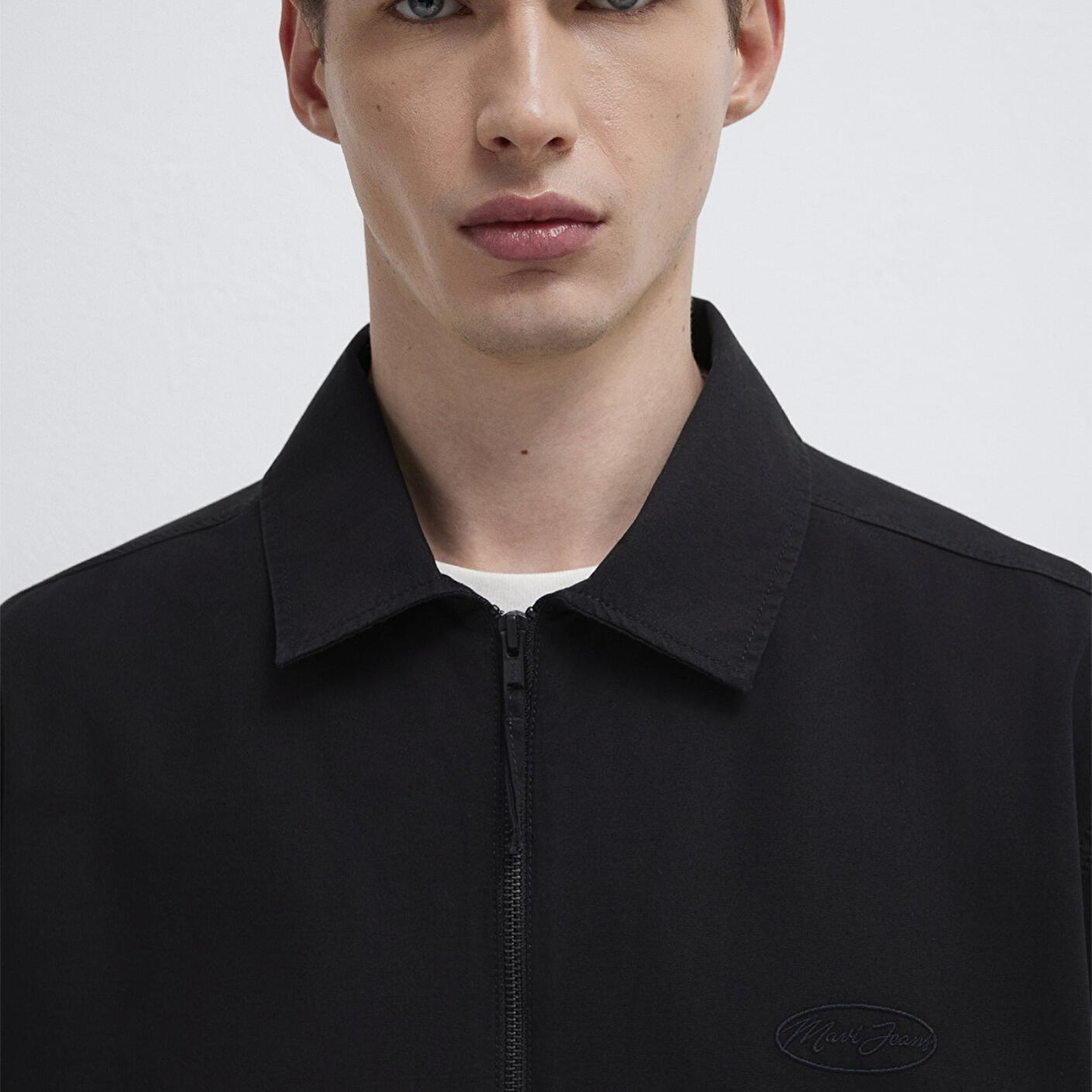 Mavi Fermuarlı Siyah Gömlek Loose Fit / Bol Rahat Kesim 0211883-900