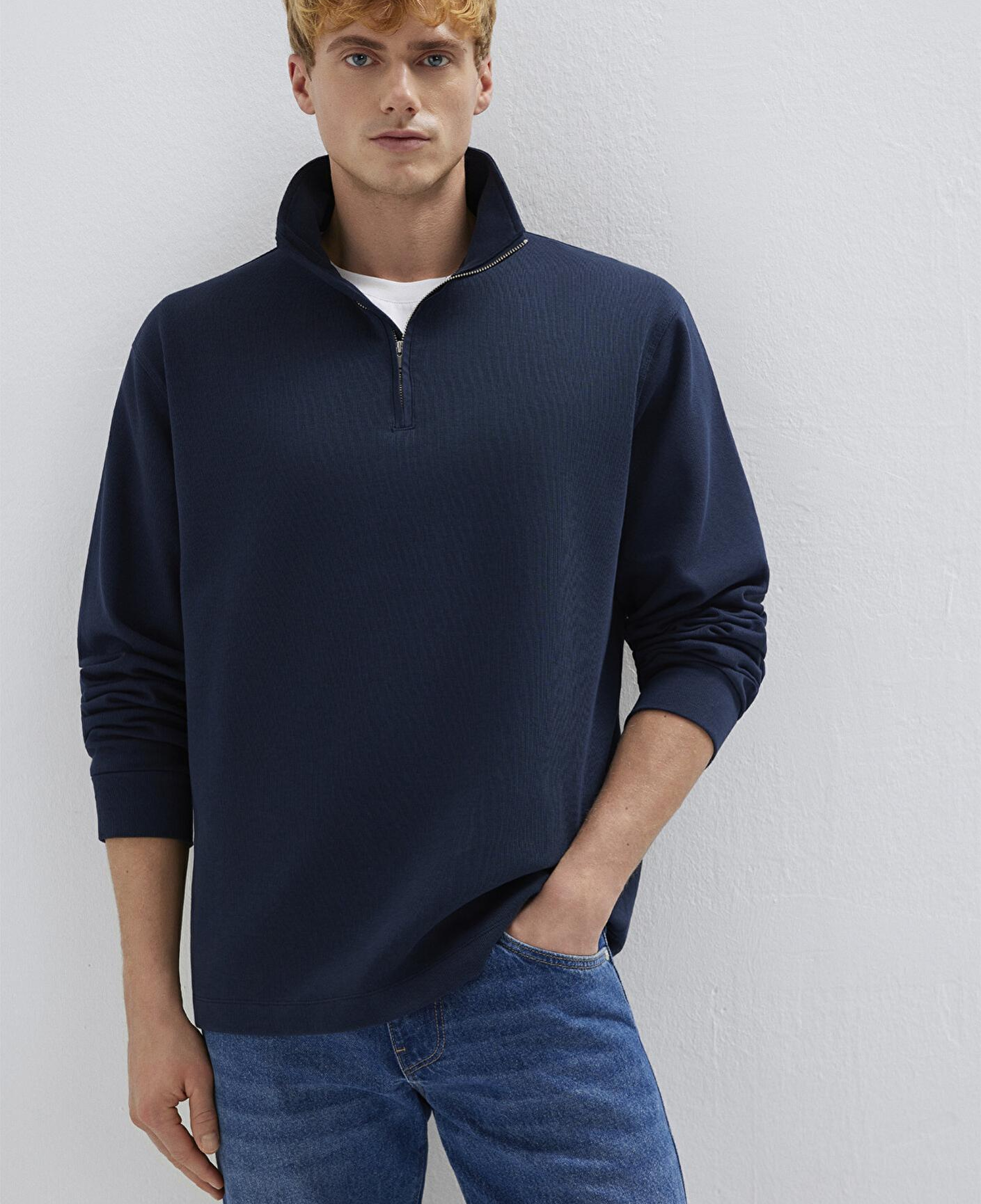 Mavi Yarı Fermuarlı Lacivert Sweatshirt 0S10537-86623