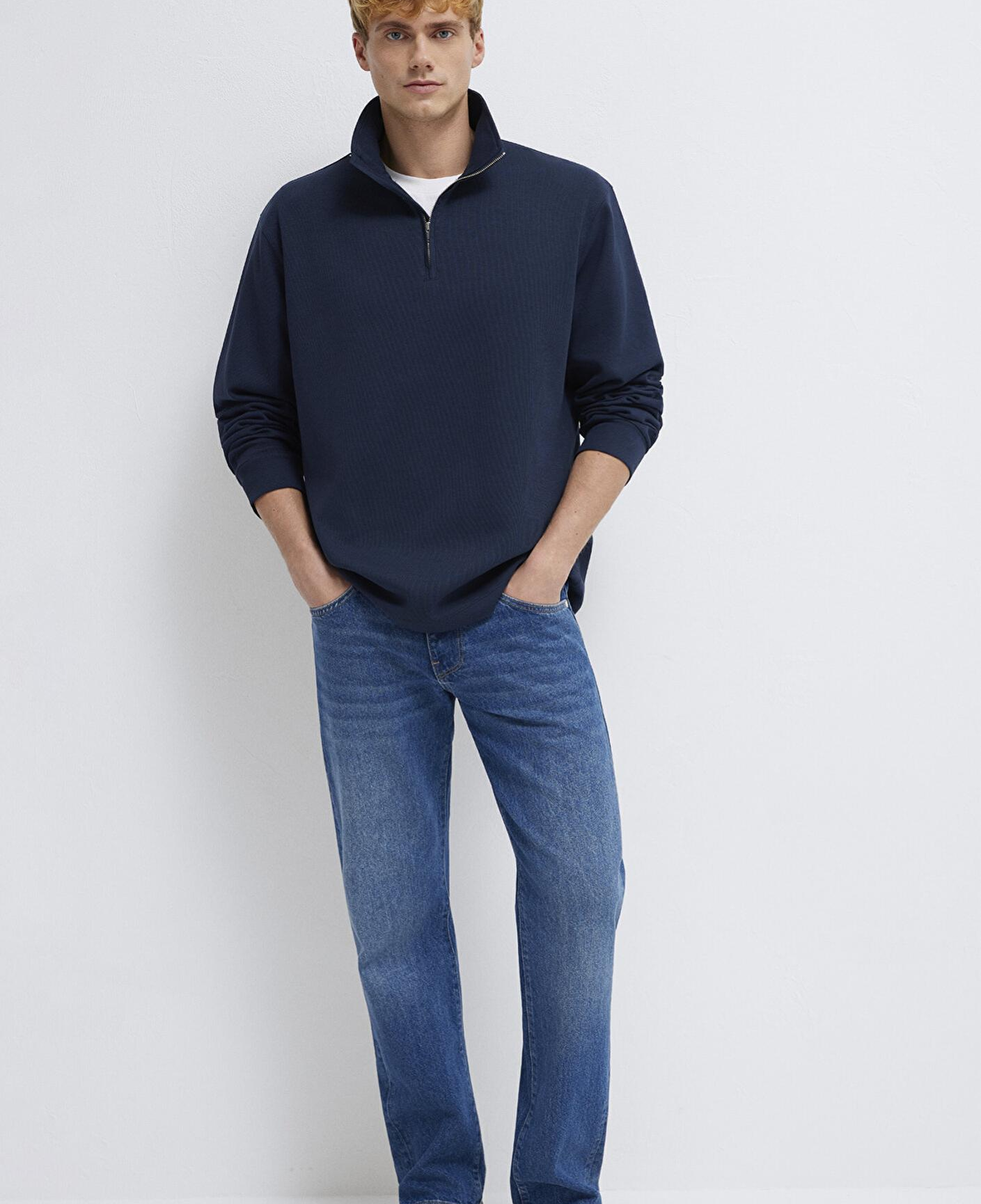 Mavi Yarı Fermuarlı Lacivert Sweatshirt 0S10537-86623