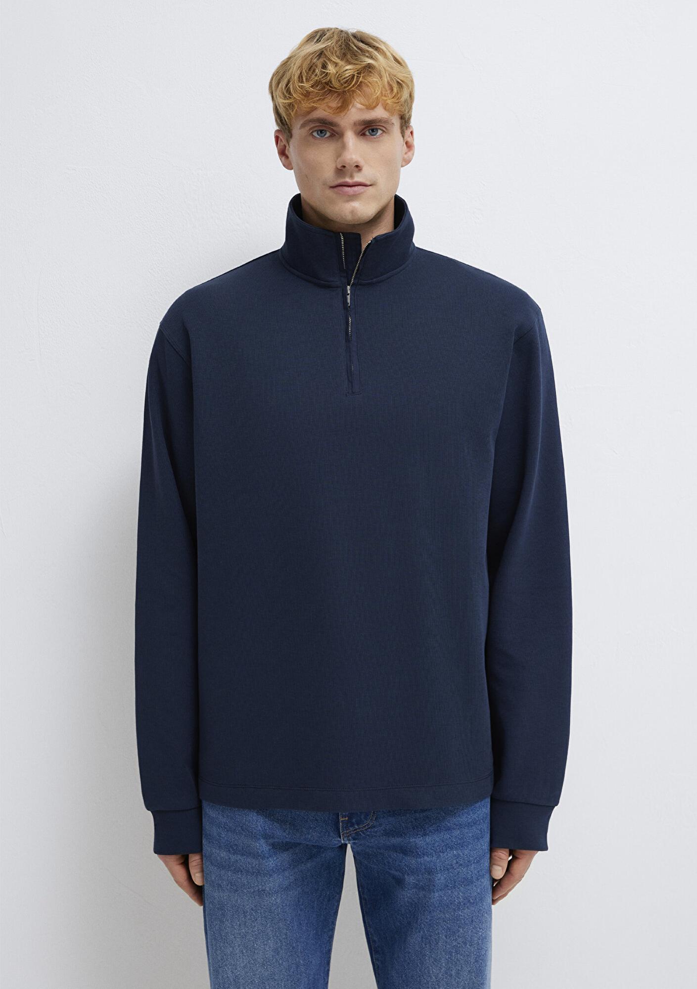 Mavi Yarı Fermuarlı Lacivert Sweatshirt 0S10537-86623