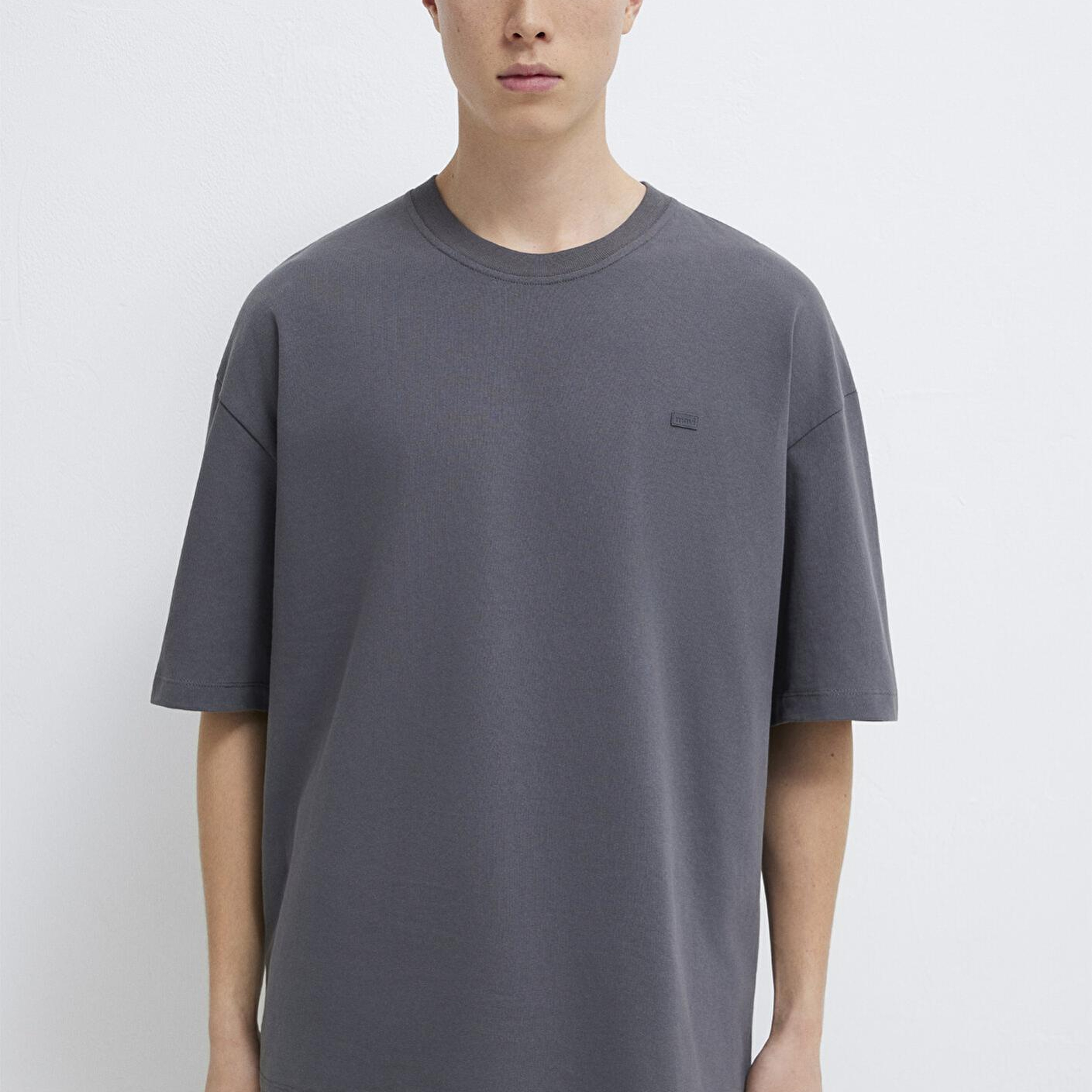 Mavi Silikon Logo Baskılı Antrasit Basic Tişört Oversize / Geniş Kesim 0613188-80955