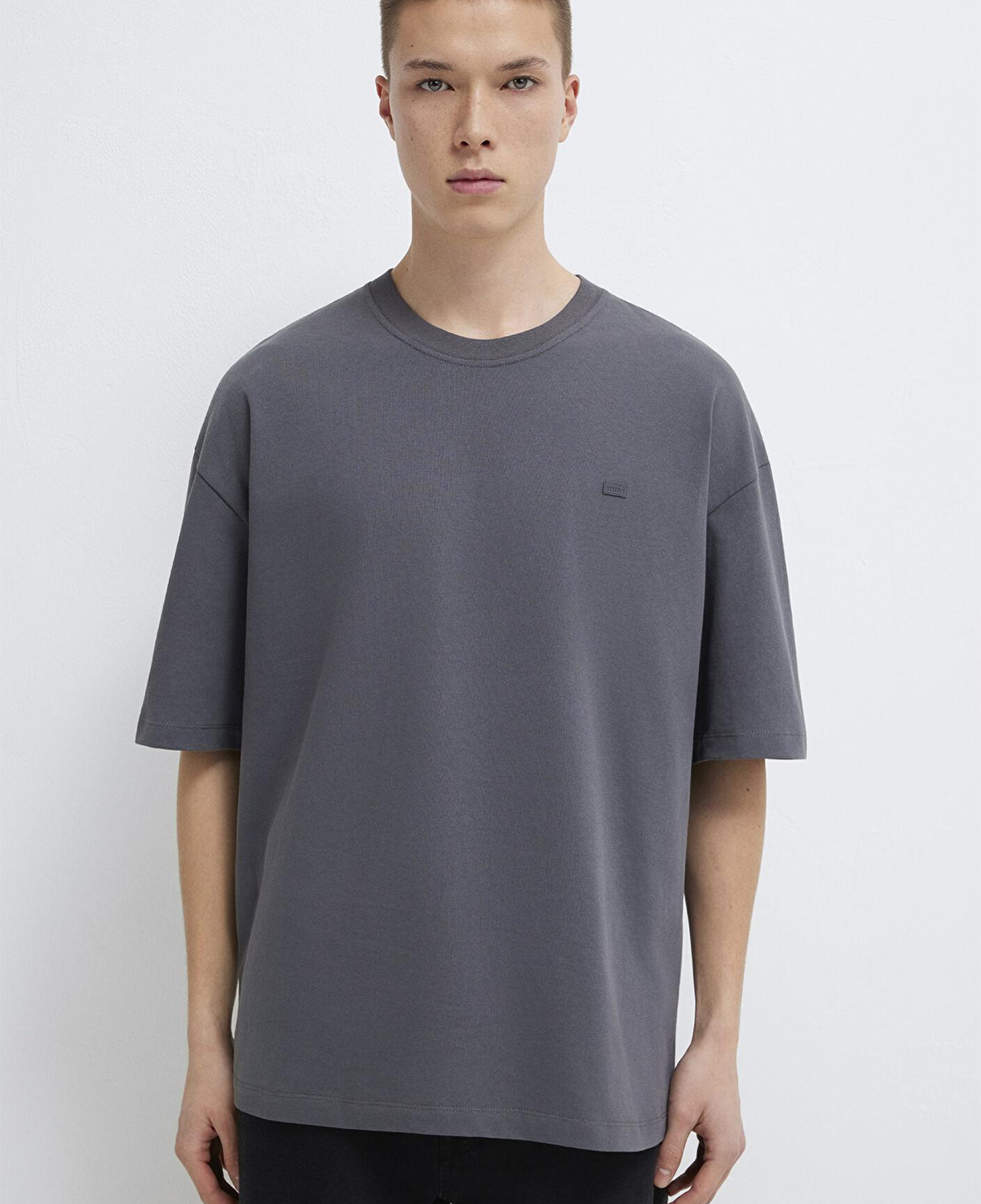 Mavi Silikon Logo Baskılı Antrasit Basic Tişört Oversize / Geniş Kesim 0613188-80955