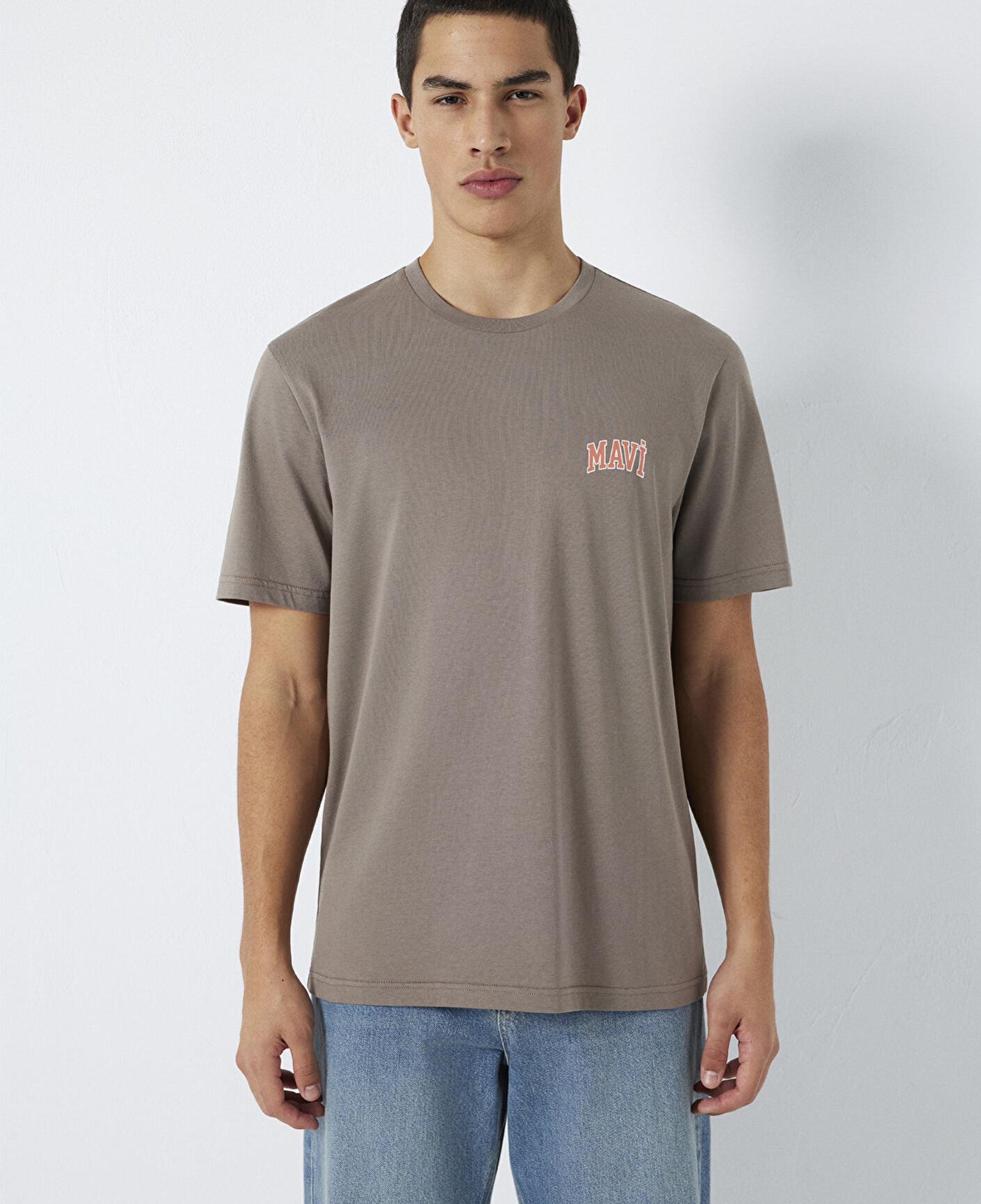 Mavi Mavi Logo Baskılı Kahverengi Tişört Regular Fit / Normal Kesim 0611714-87875