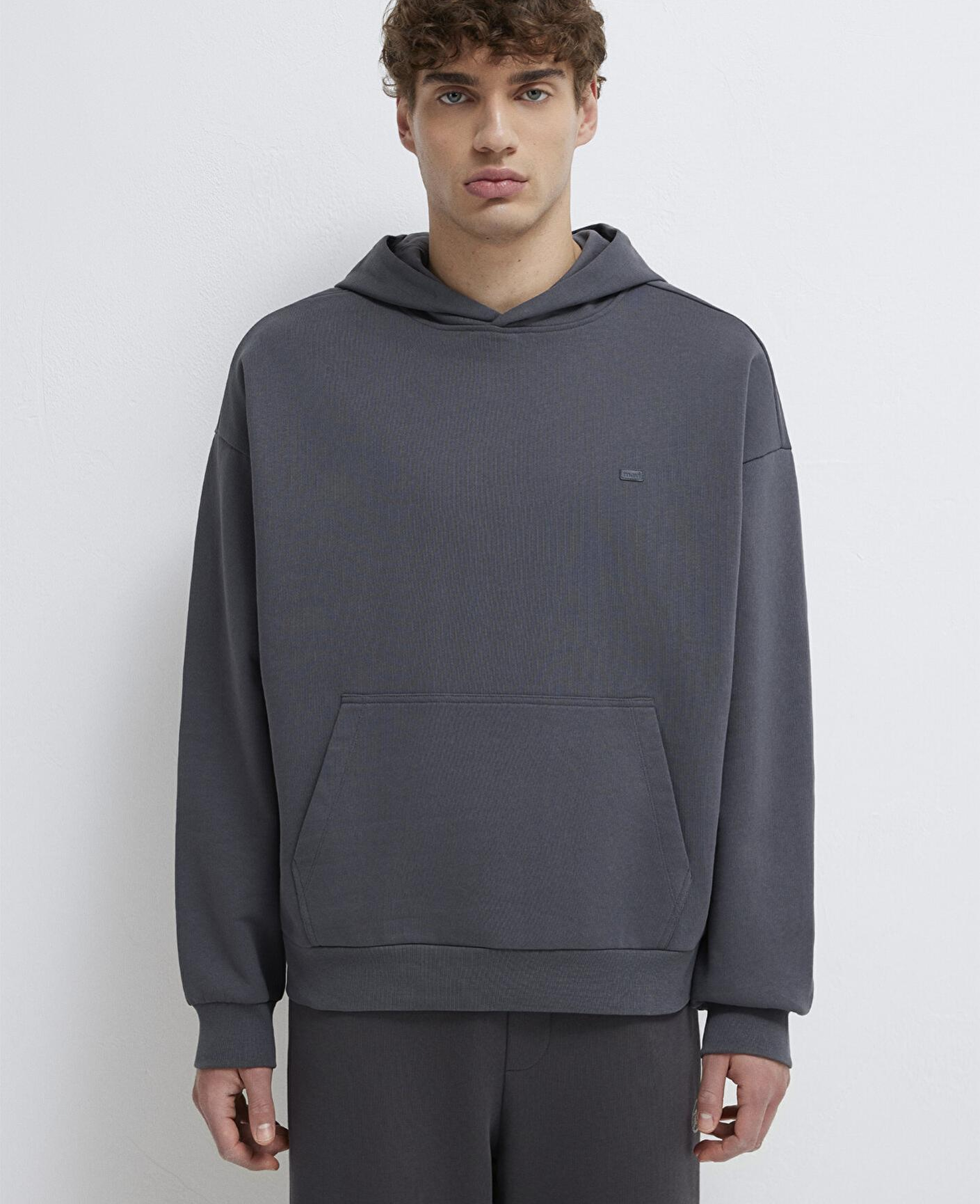 Mavi Kapüşonlu Antrasit Sweatshirt 0S10416-80955