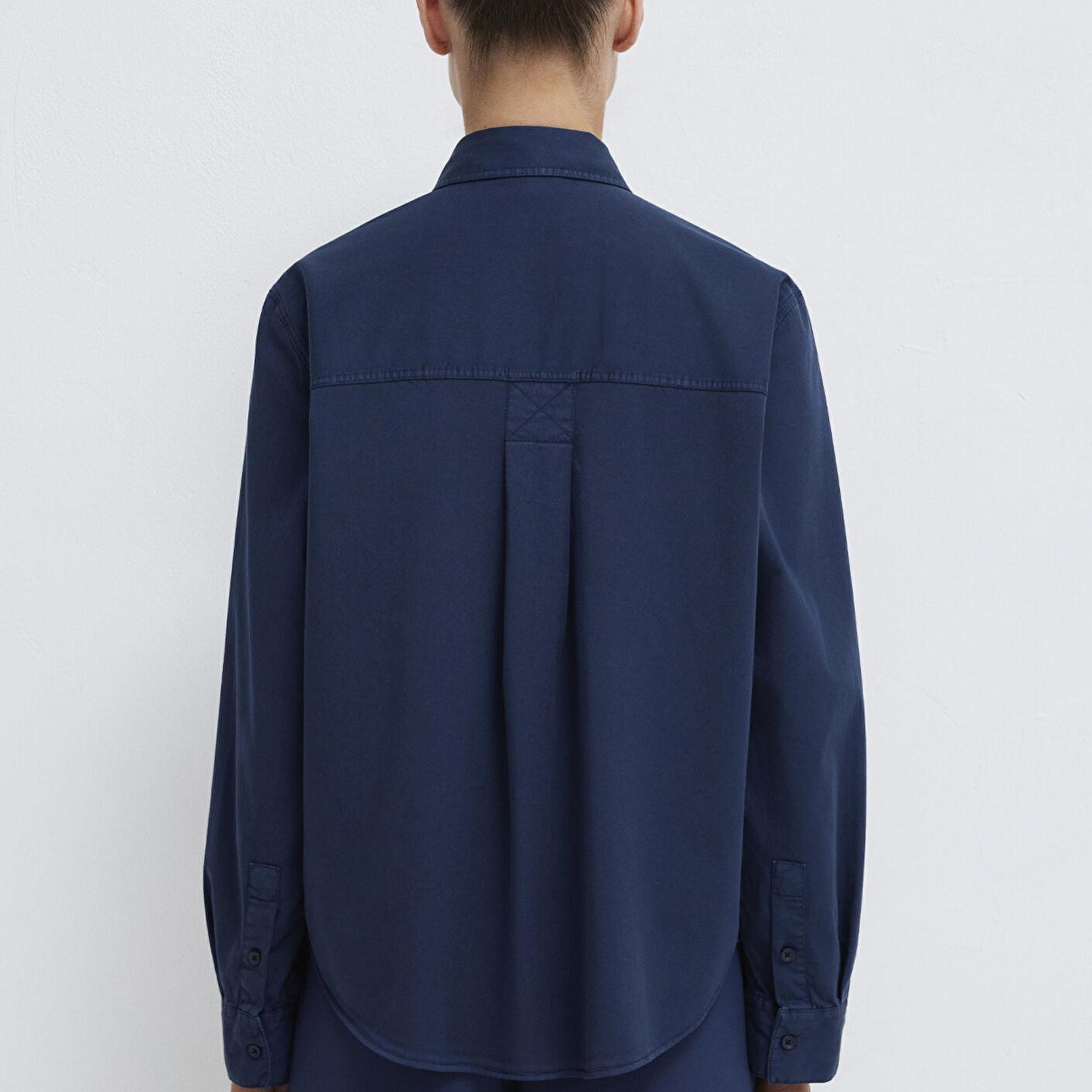 Mavi Cepli Lacivert Gömlek Loose Fit / Bol Rahat Kesim 1211385-70497