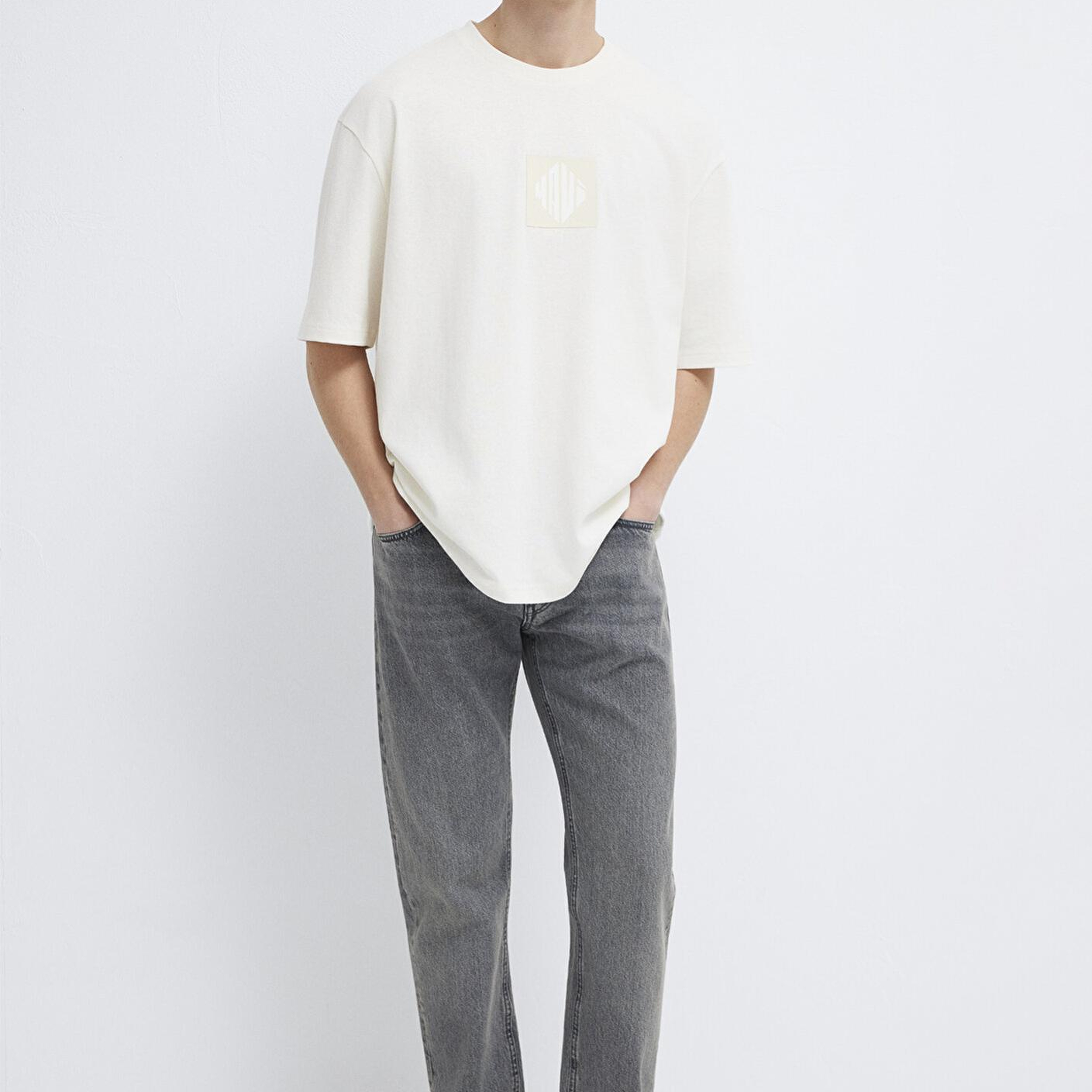 Mavi Mavi Logo Baskılı Ekru Tişört Relaxed Fit / Rahat Kesim 0613148-70057