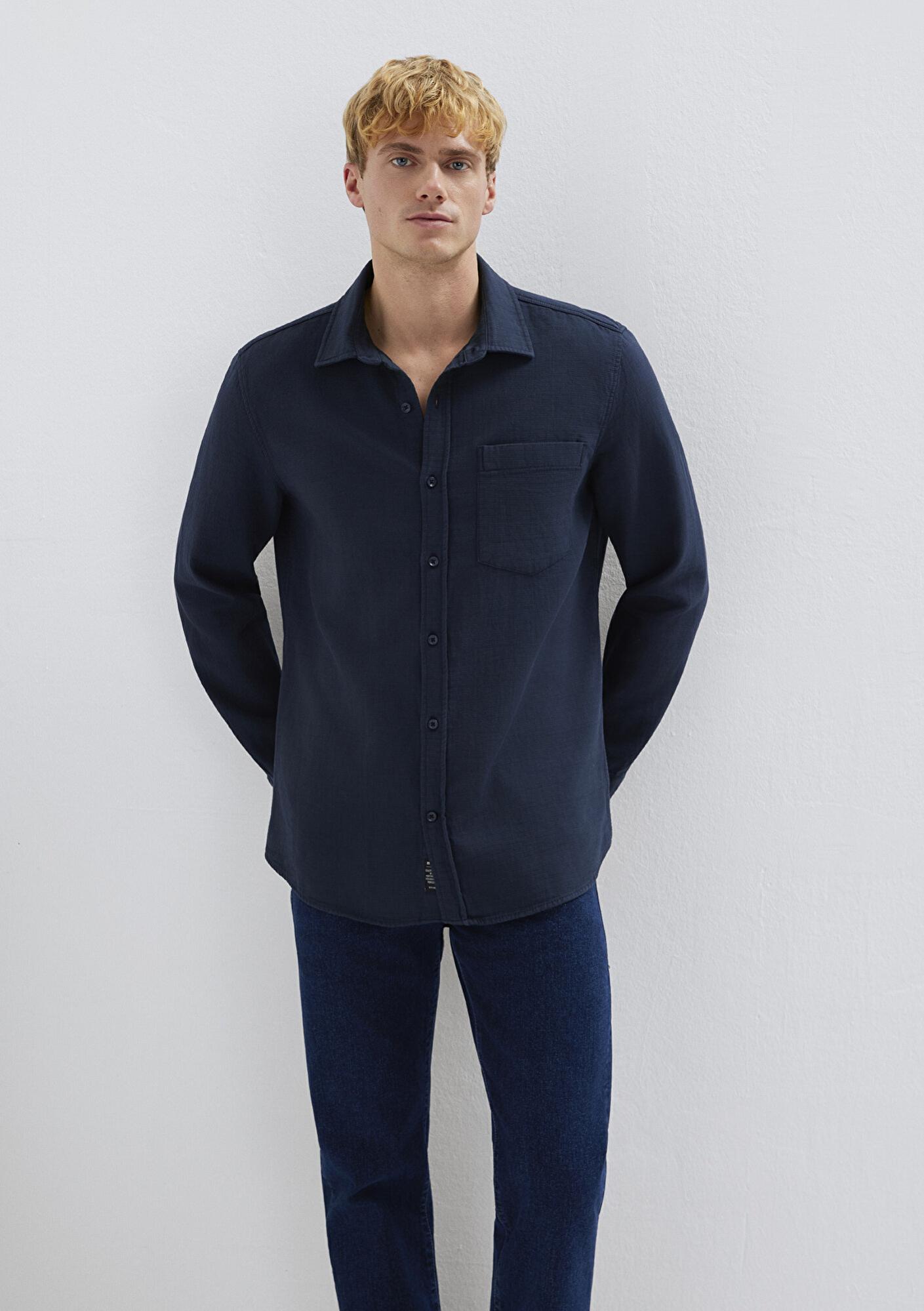 Mavi Cepli Lacivert Gömlek Regular Fit / Normal Kesim 0211898-86623