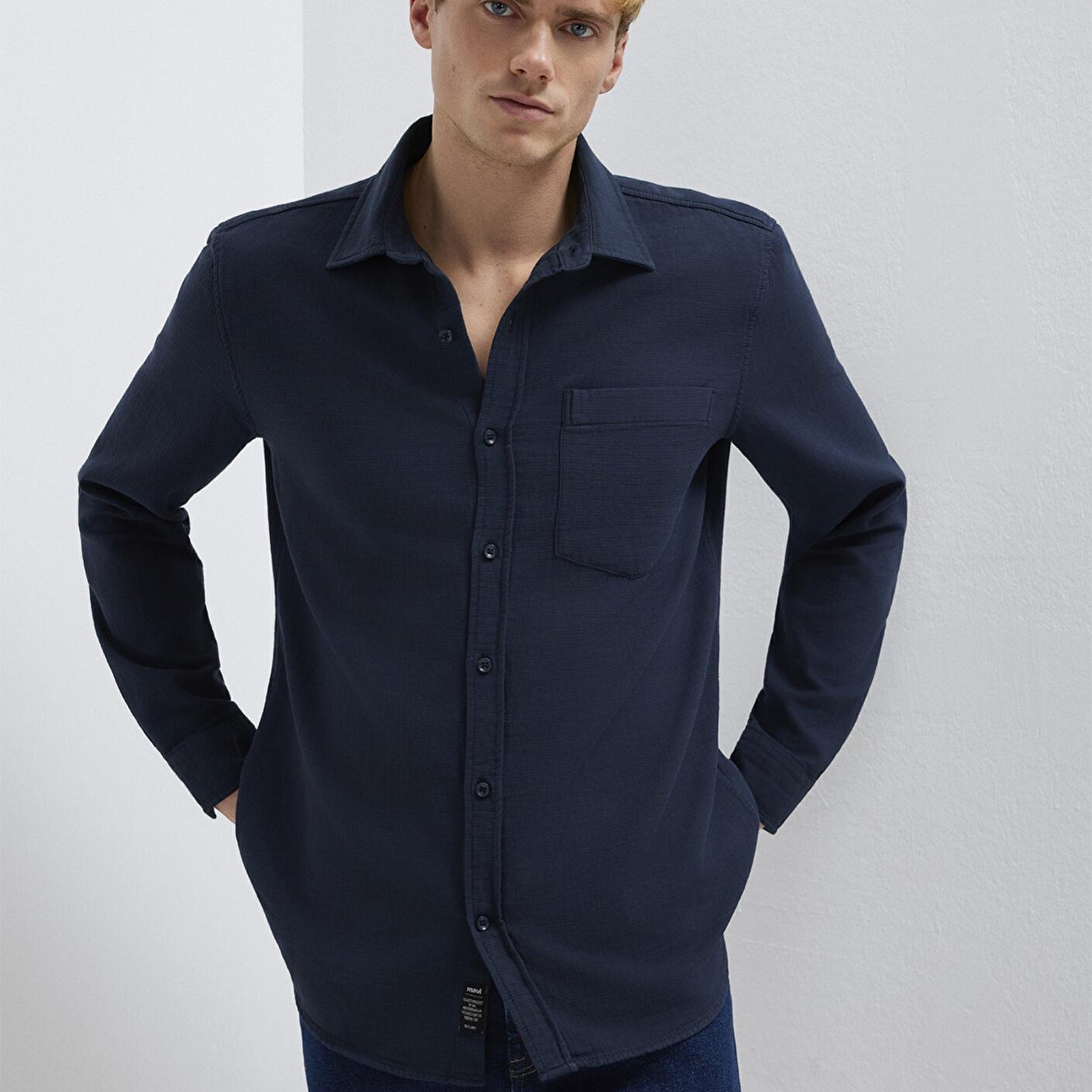 Mavi Cepli Lacivert Gömlek Regular Fit / Normal Kesim 0211898-86623