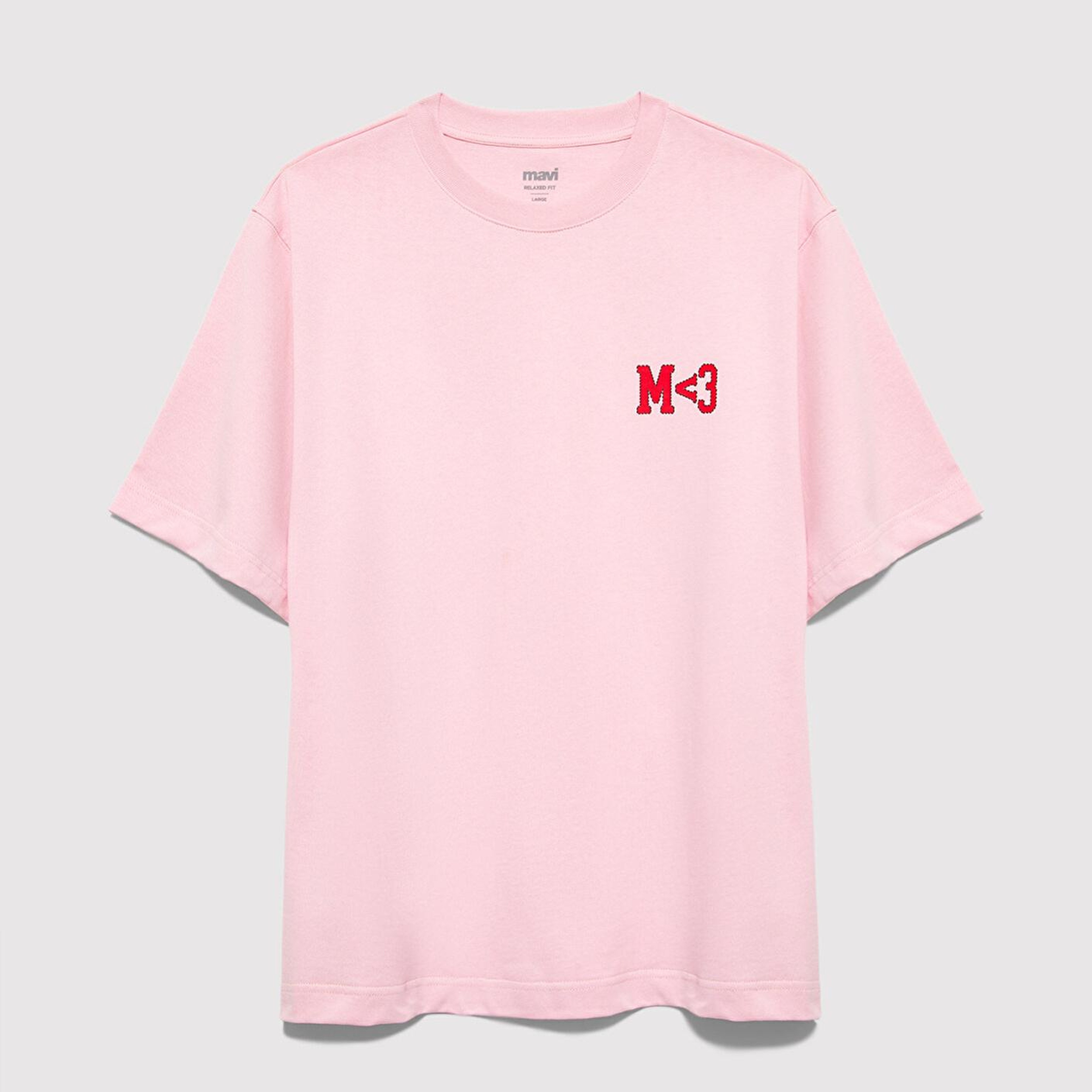 Mavi M Kalp Baskılı Pembe Tişört Relaxed Fit / Rahat Kesim 0613252-91467