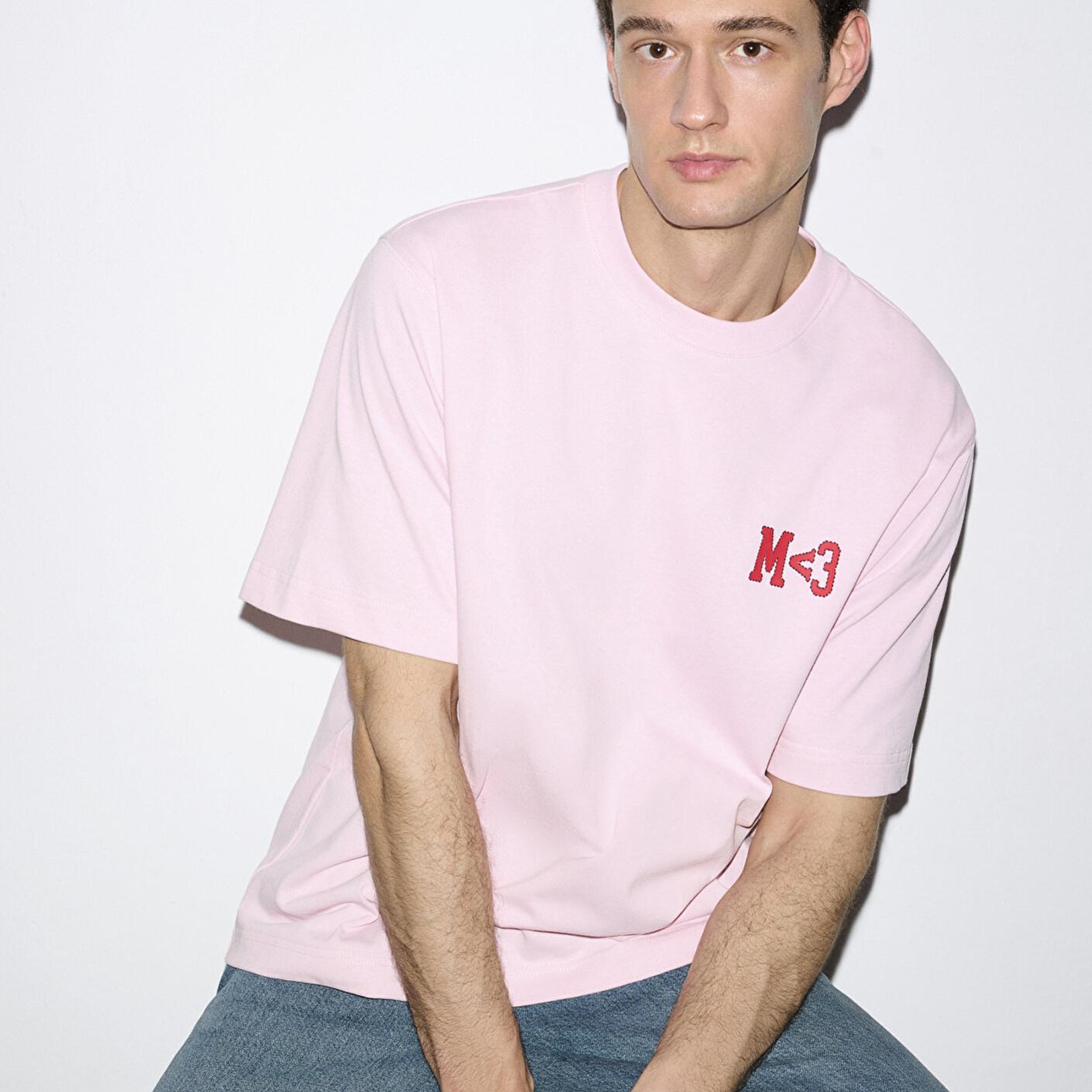 Mavi M Kalp Baskılı Pembe Tişört Relaxed Fit / Rahat Kesim 0613252-91467