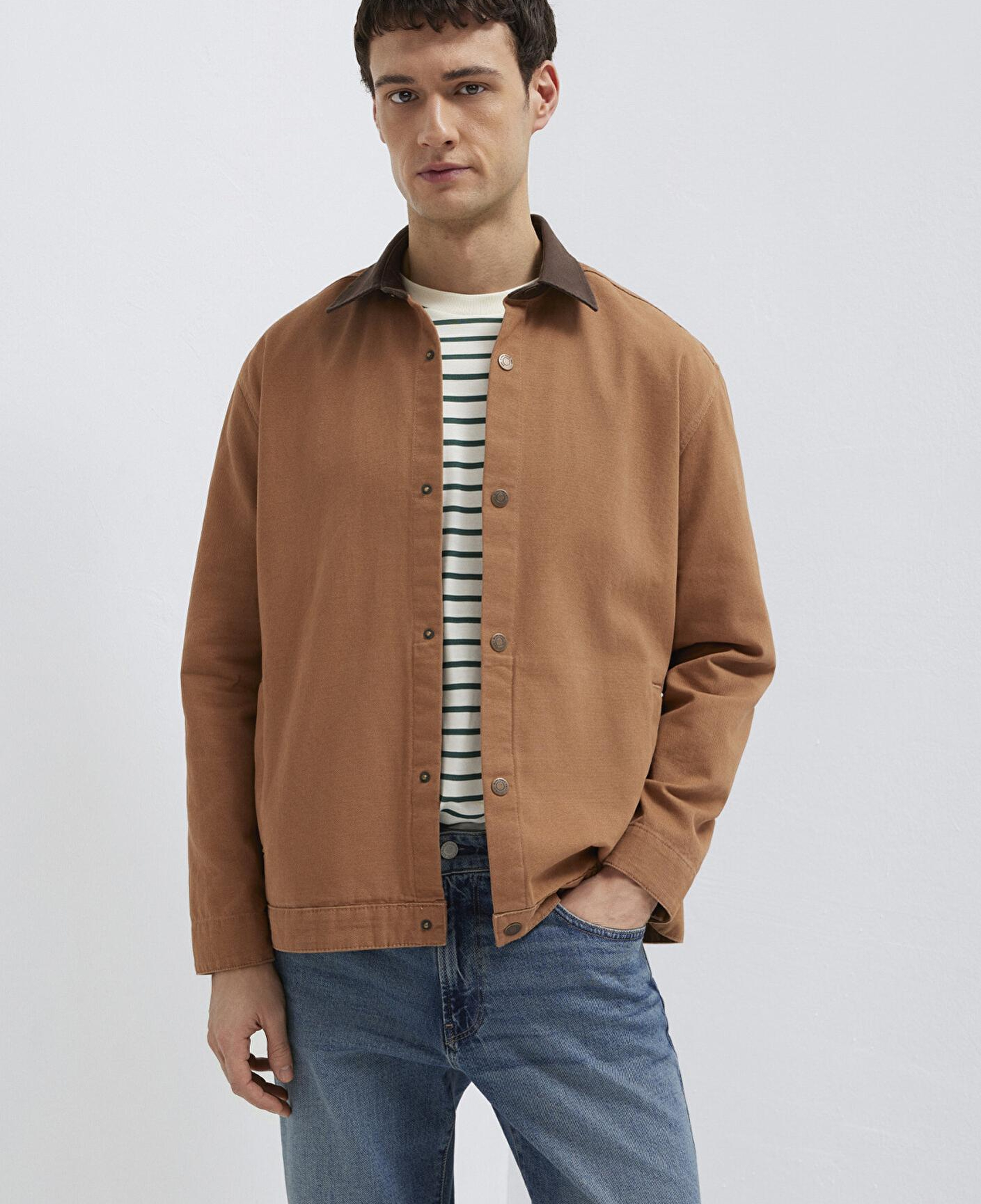 Mavi Kahverengi Gömlek Loose Fit / Bol Rahat Kesim 0211900-91393