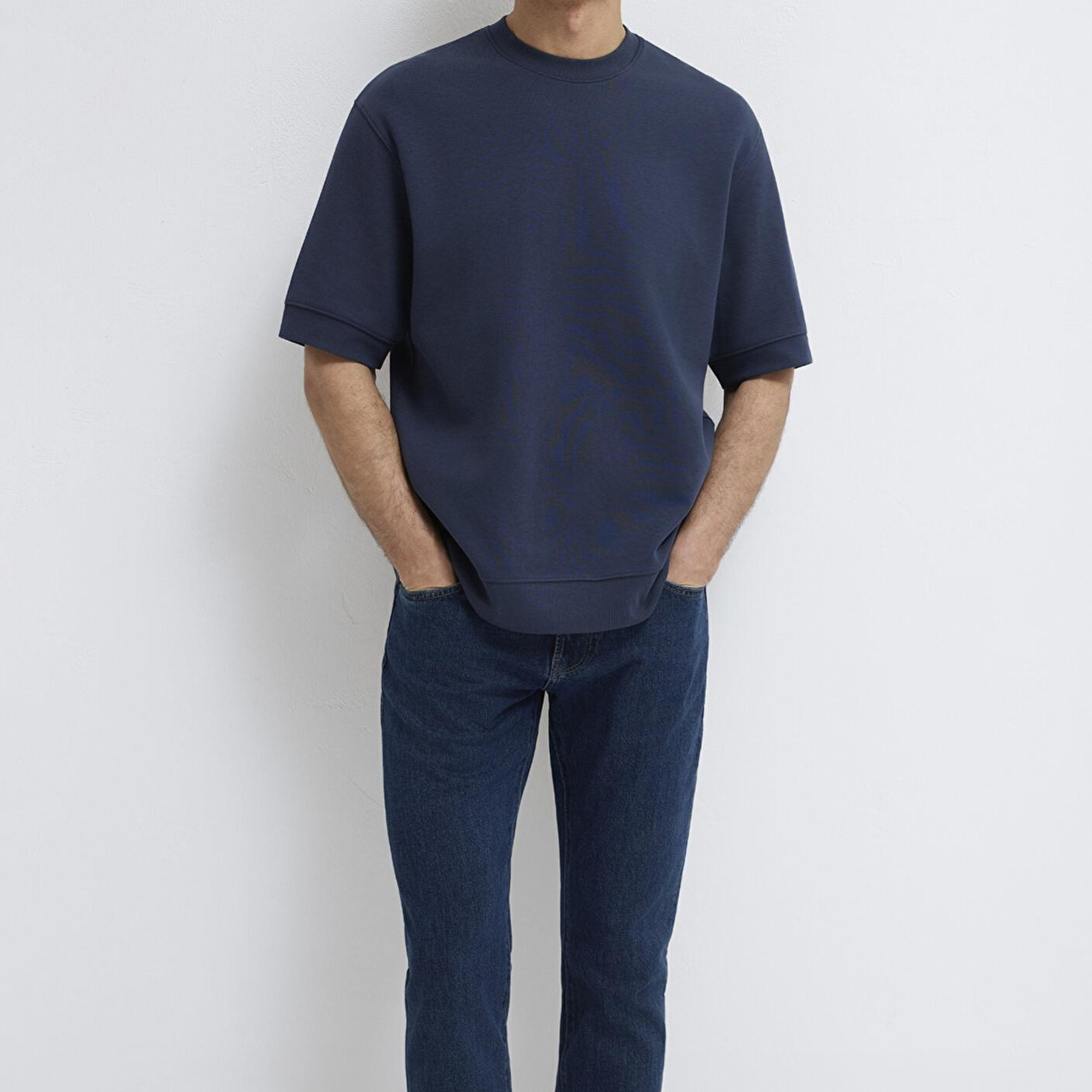 Mavi Bisiklet Yaka Lacivert Tişört Loose Fit / Bol Rahat Kesim 0611614-70490