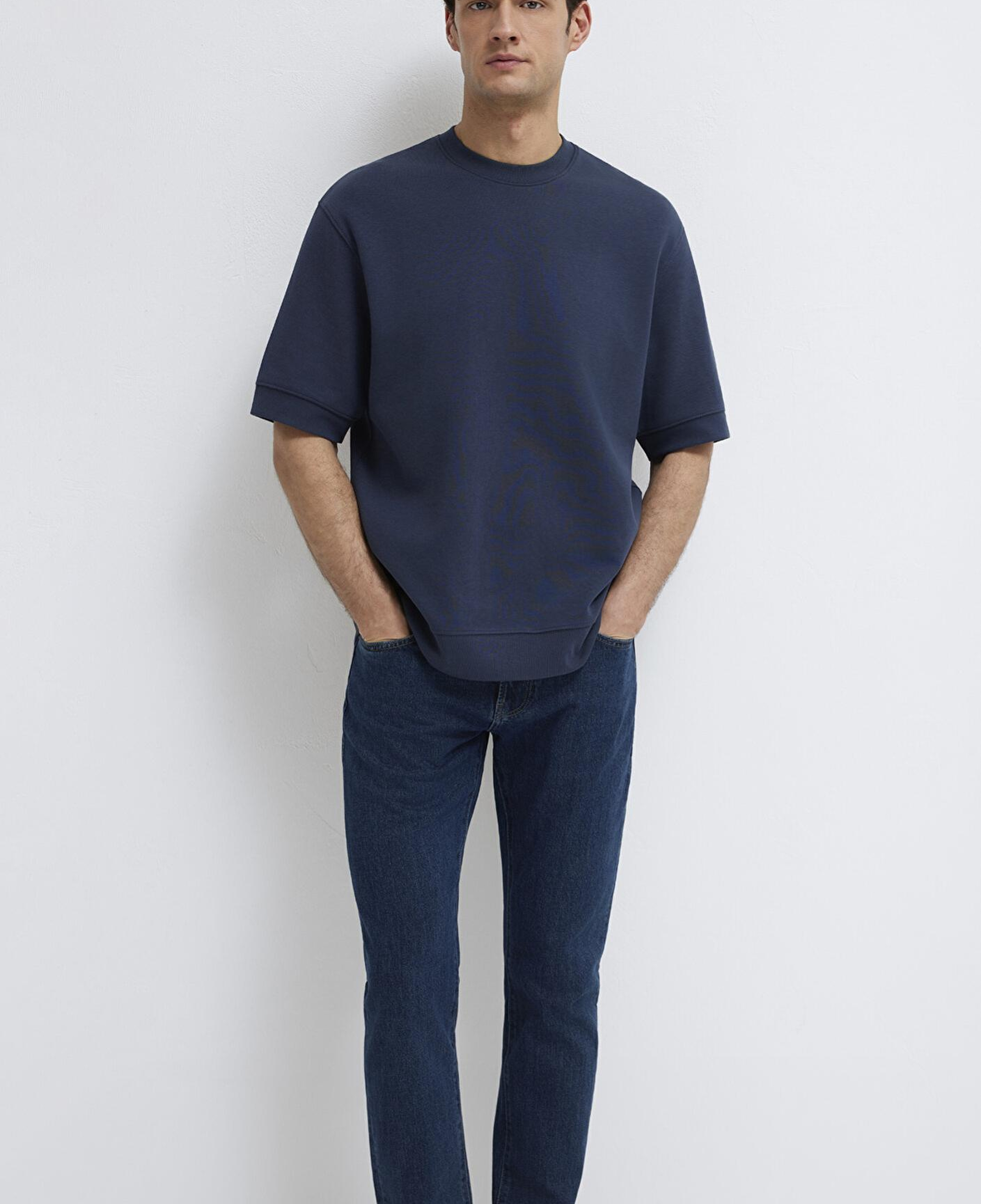 Mavi Bisiklet Yaka Lacivert Tişört Loose Fit / Bol Rahat Kesim 0611614-70490