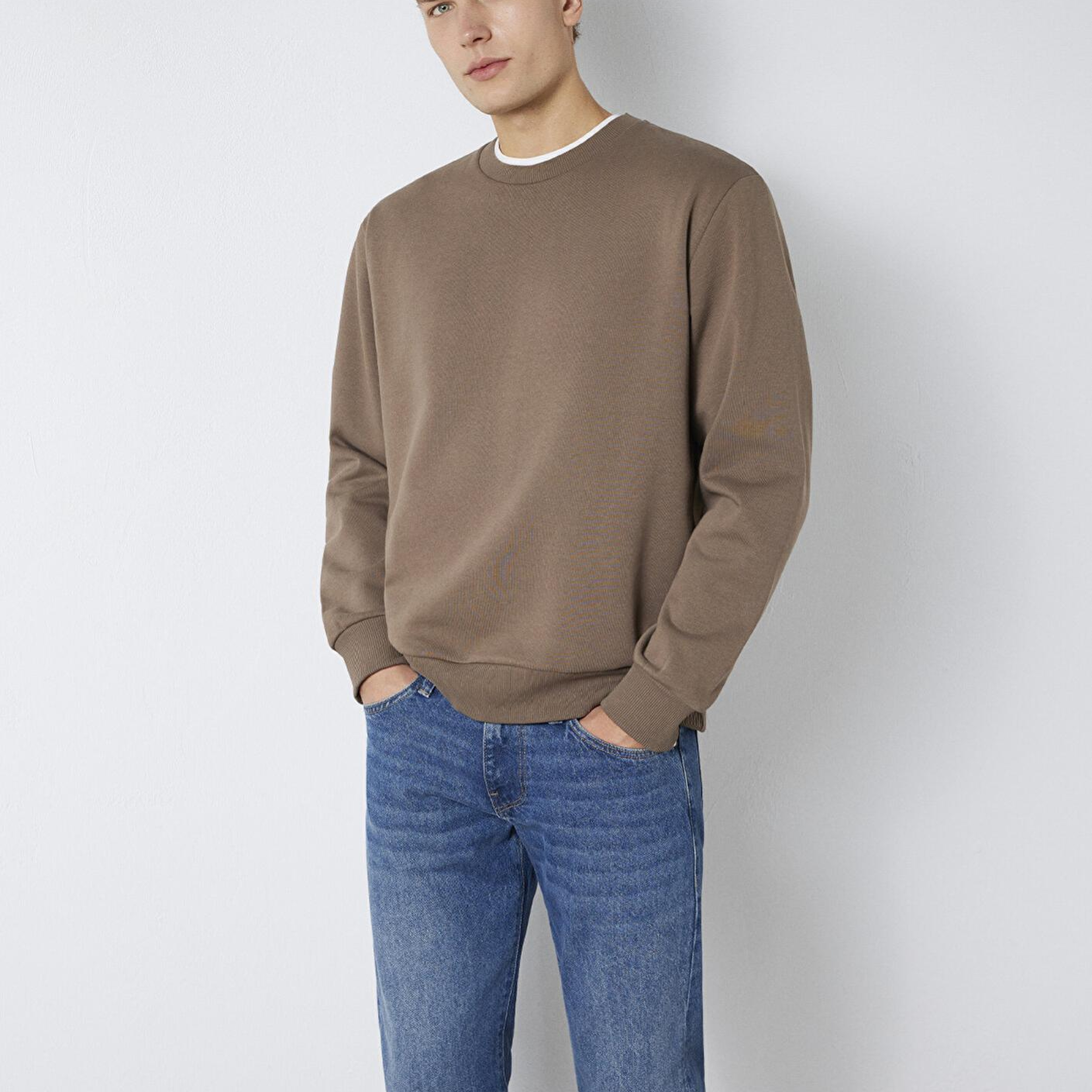 Mavi Bisiklet Yaka Kahverengi Basic Sweatshirt 0S10276-87875