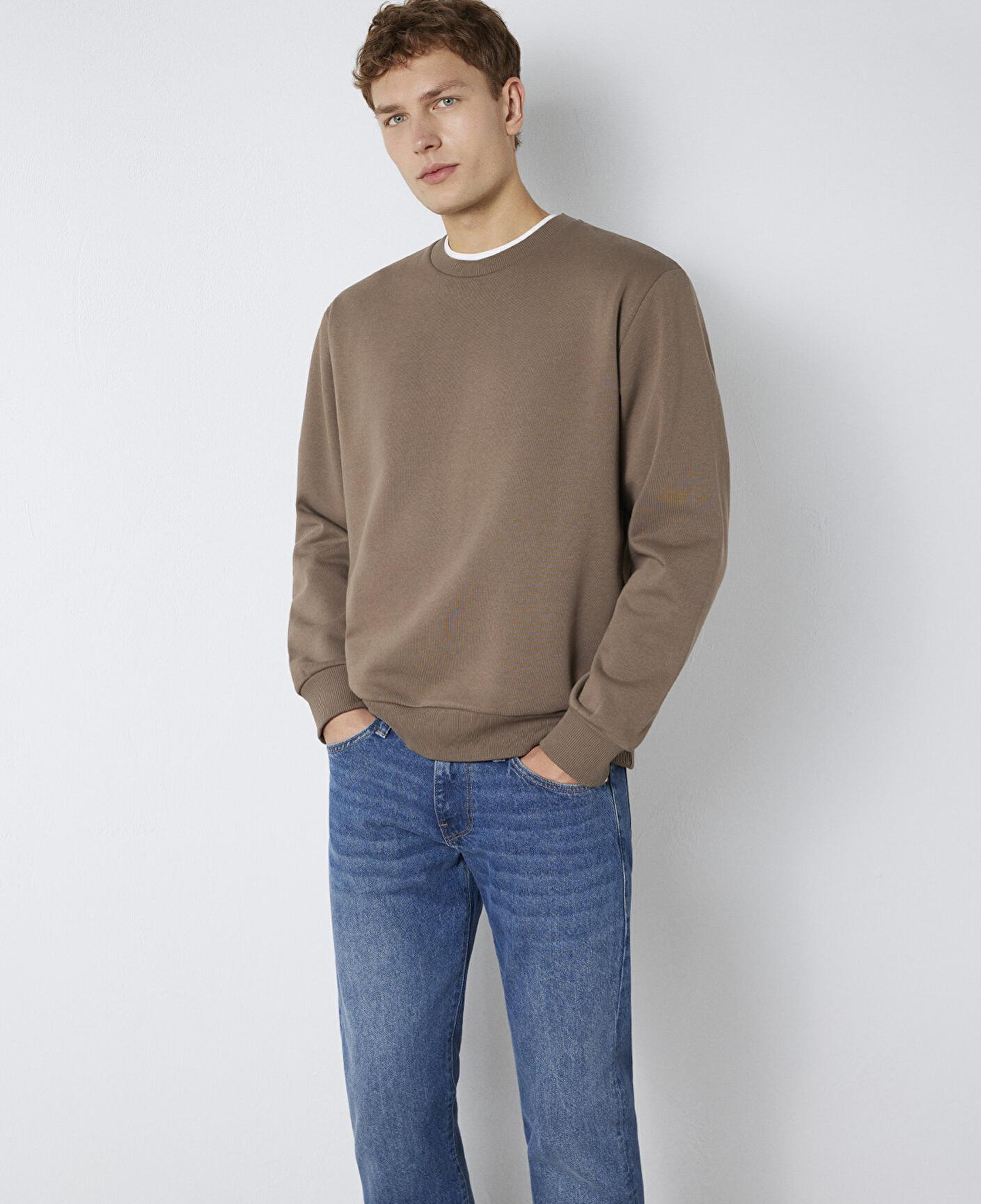 Mavi Bisiklet Yaka Kahverengi Basic Sweatshirt 0S10276-87875