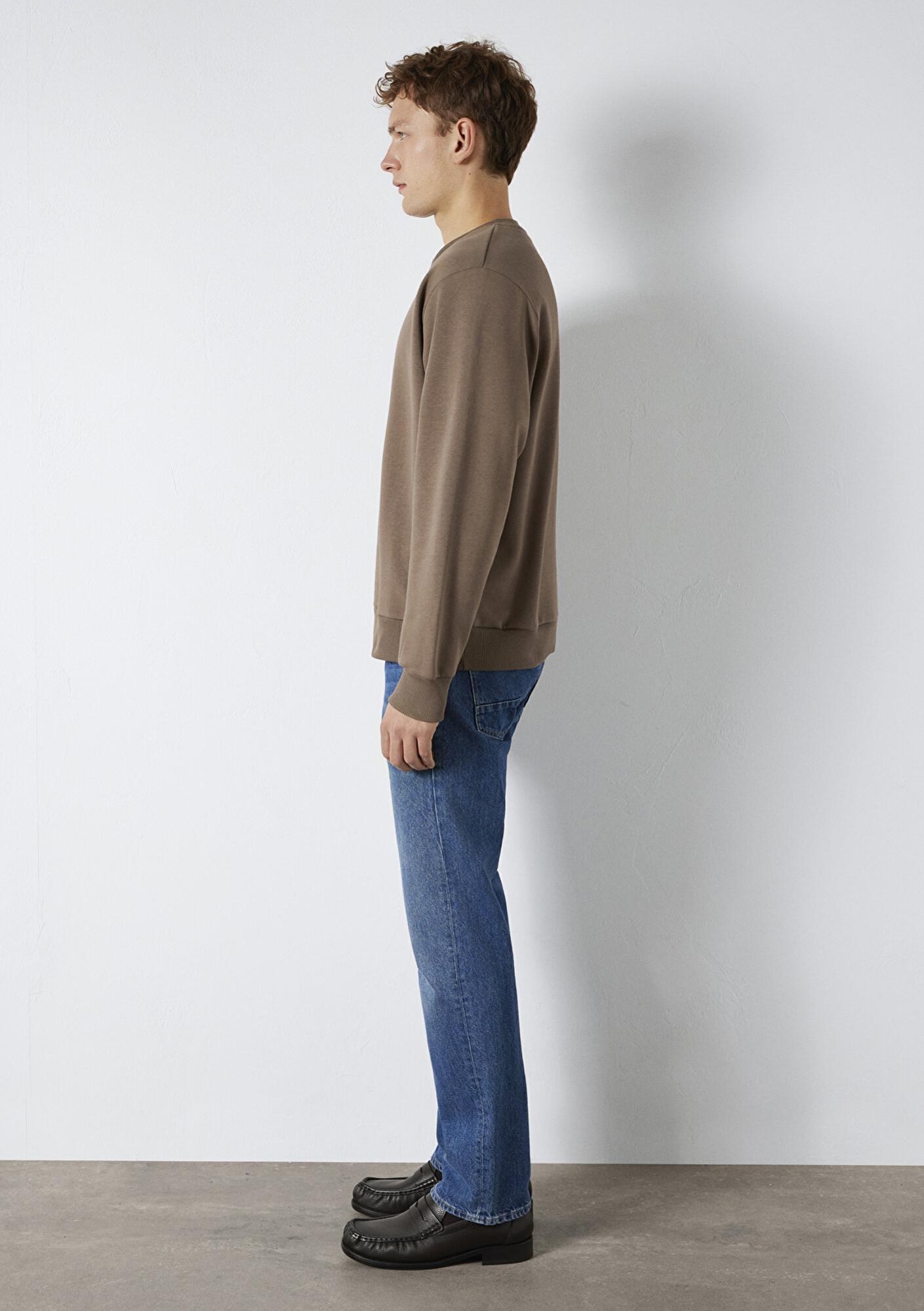Mavi Bisiklet Yaka Kahverengi Basic Sweatshirt 0S10276-87875