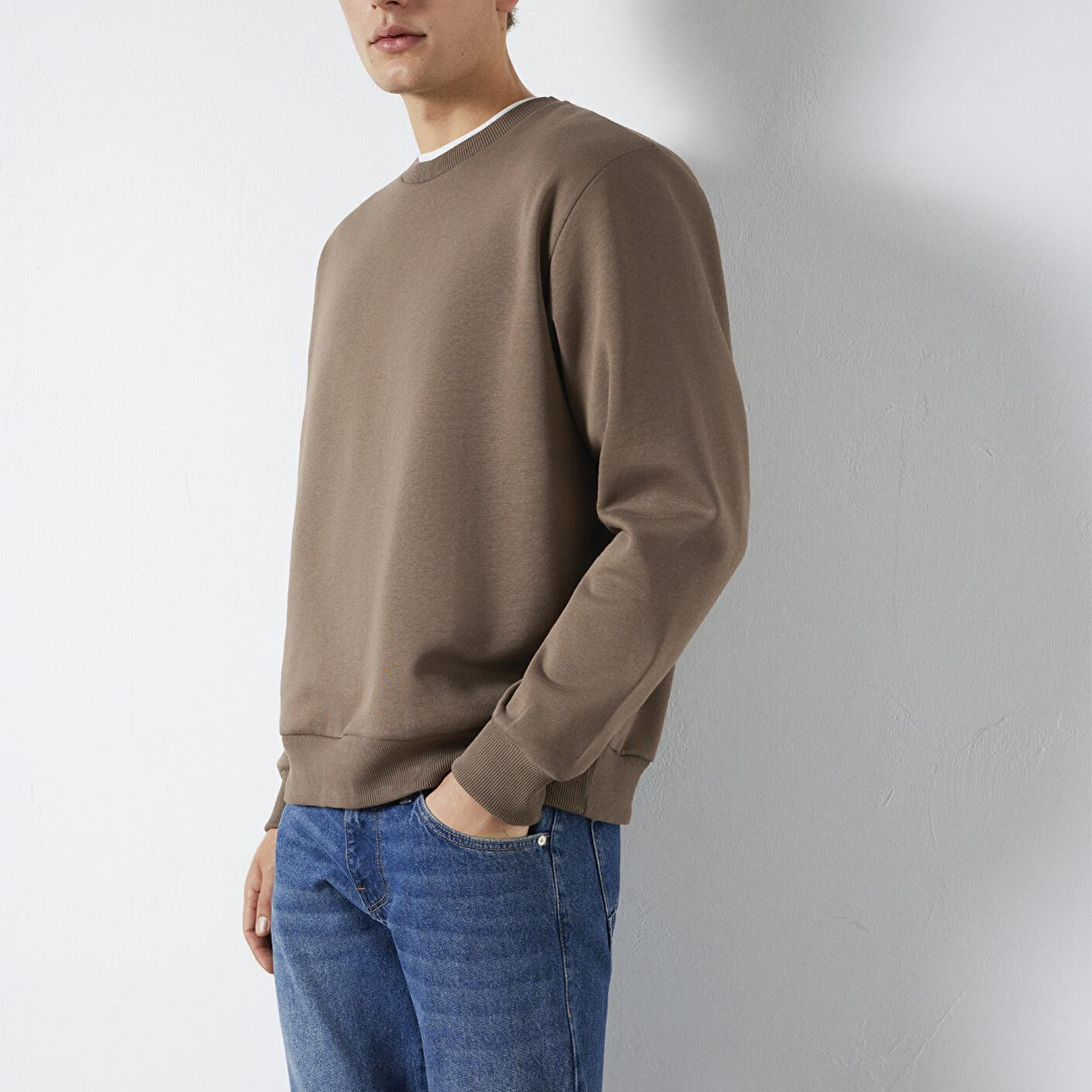 Mavi Bisiklet Yaka Kahverengi Basic Sweatshirt 0S10276-87875