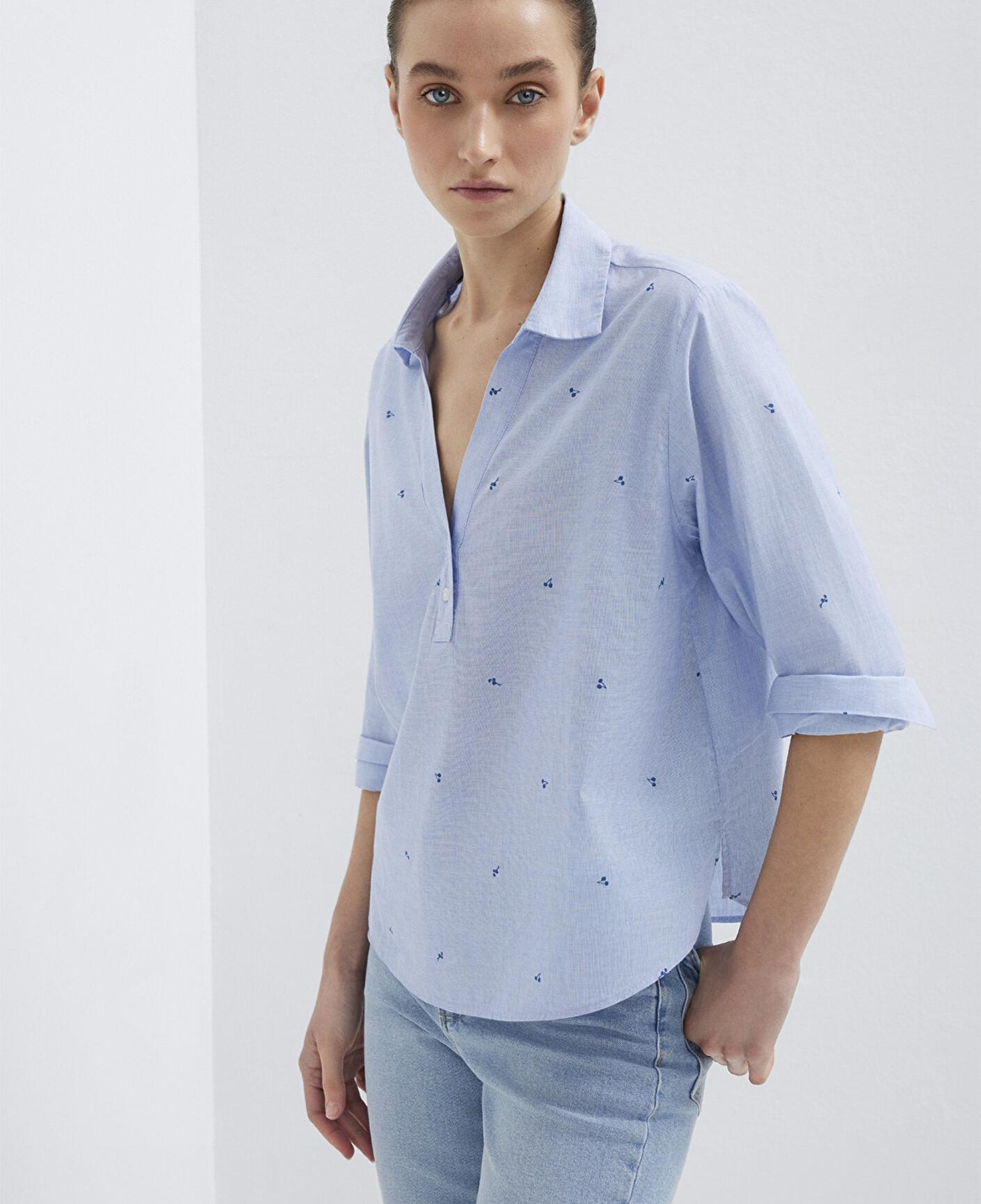 Mavi Baskılı Mavi Gömlek Regular Fit / Normal Kesim 1211397-91383