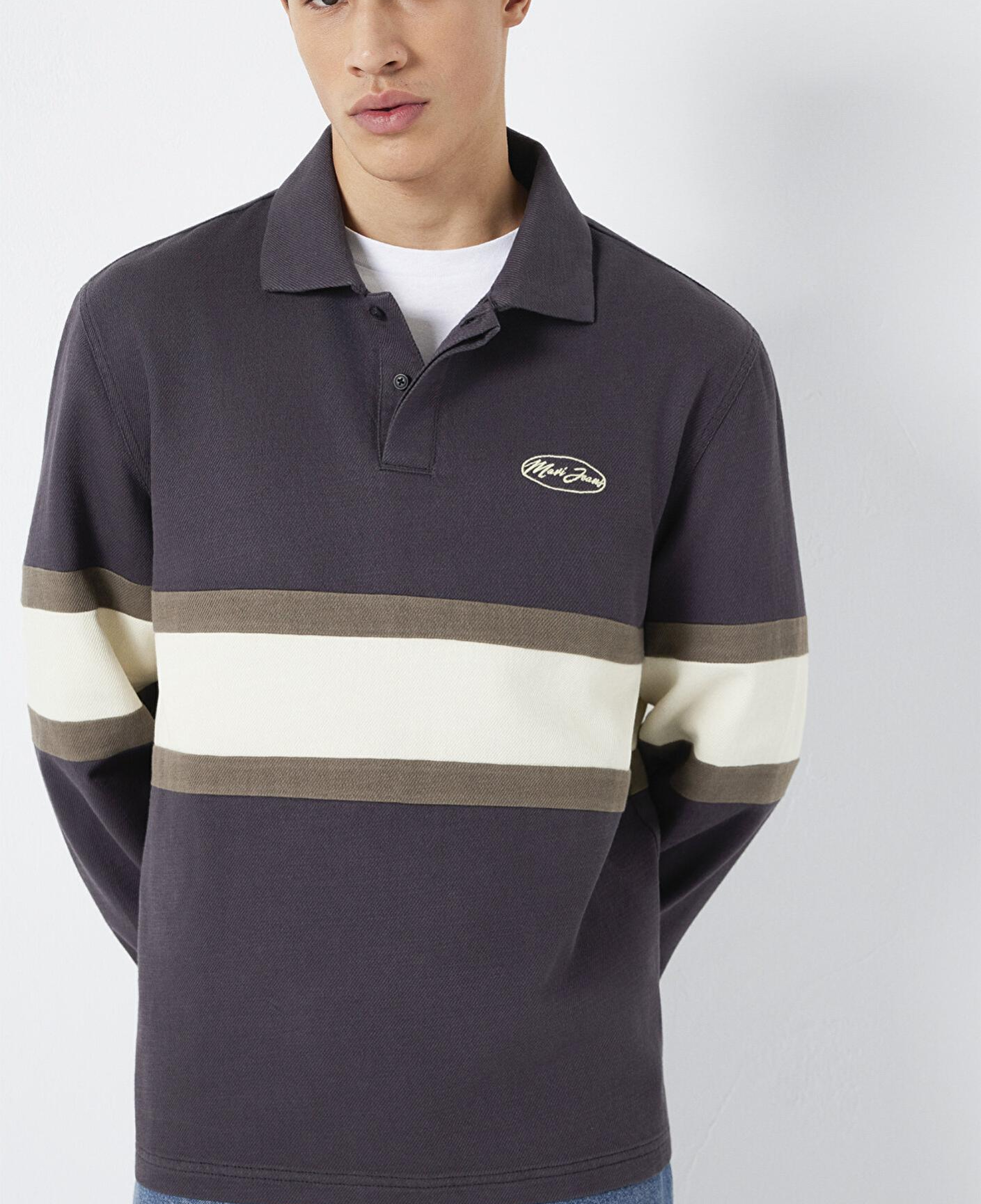 Mavi Mavi Jeans Nakışlı Polo Yaka Antrasit Sweatshirt 0S10575-70101