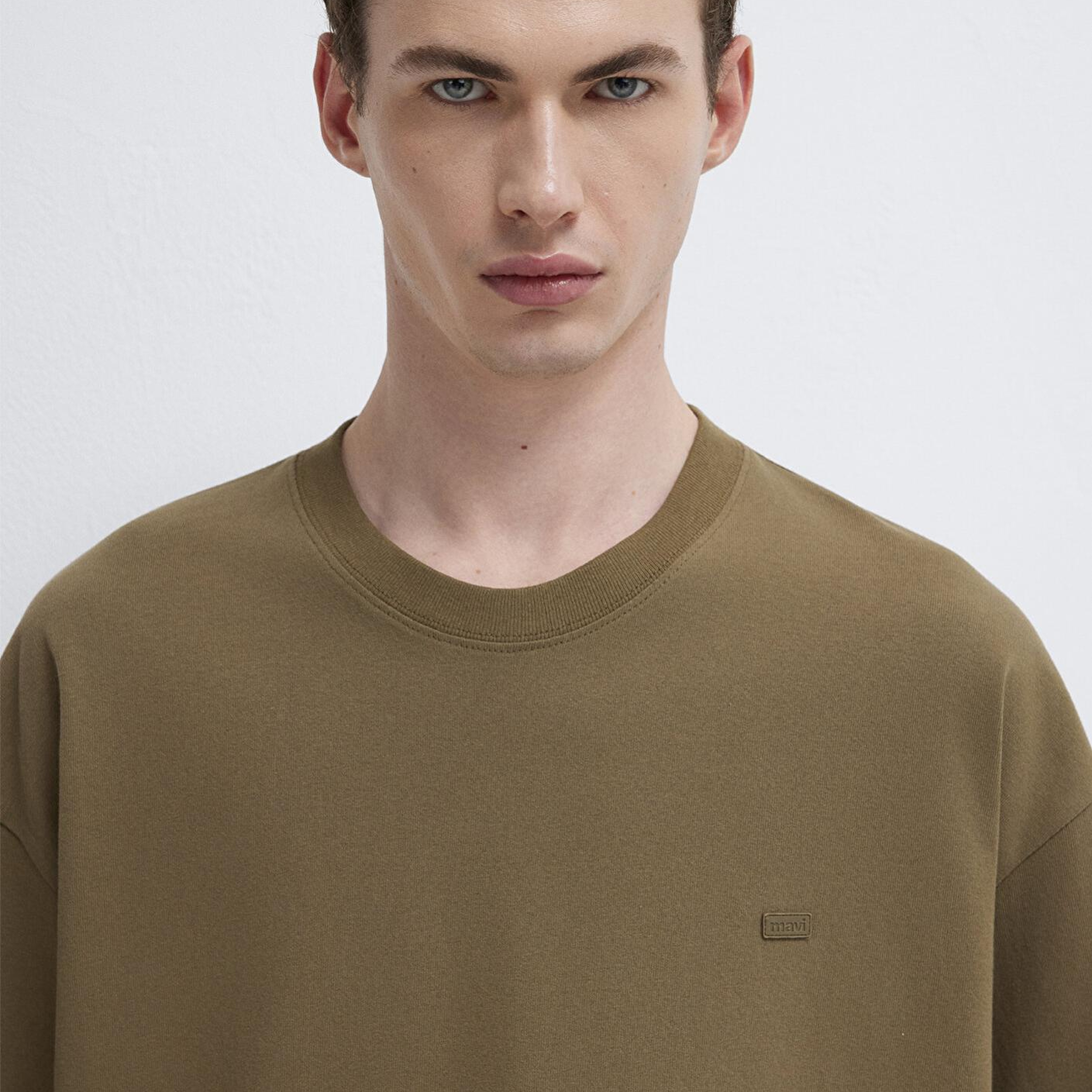 Mavi Silikon Logo Baskılı Yeşil Basic Tişört Oversize / Geniş Kesim 0613188-71564