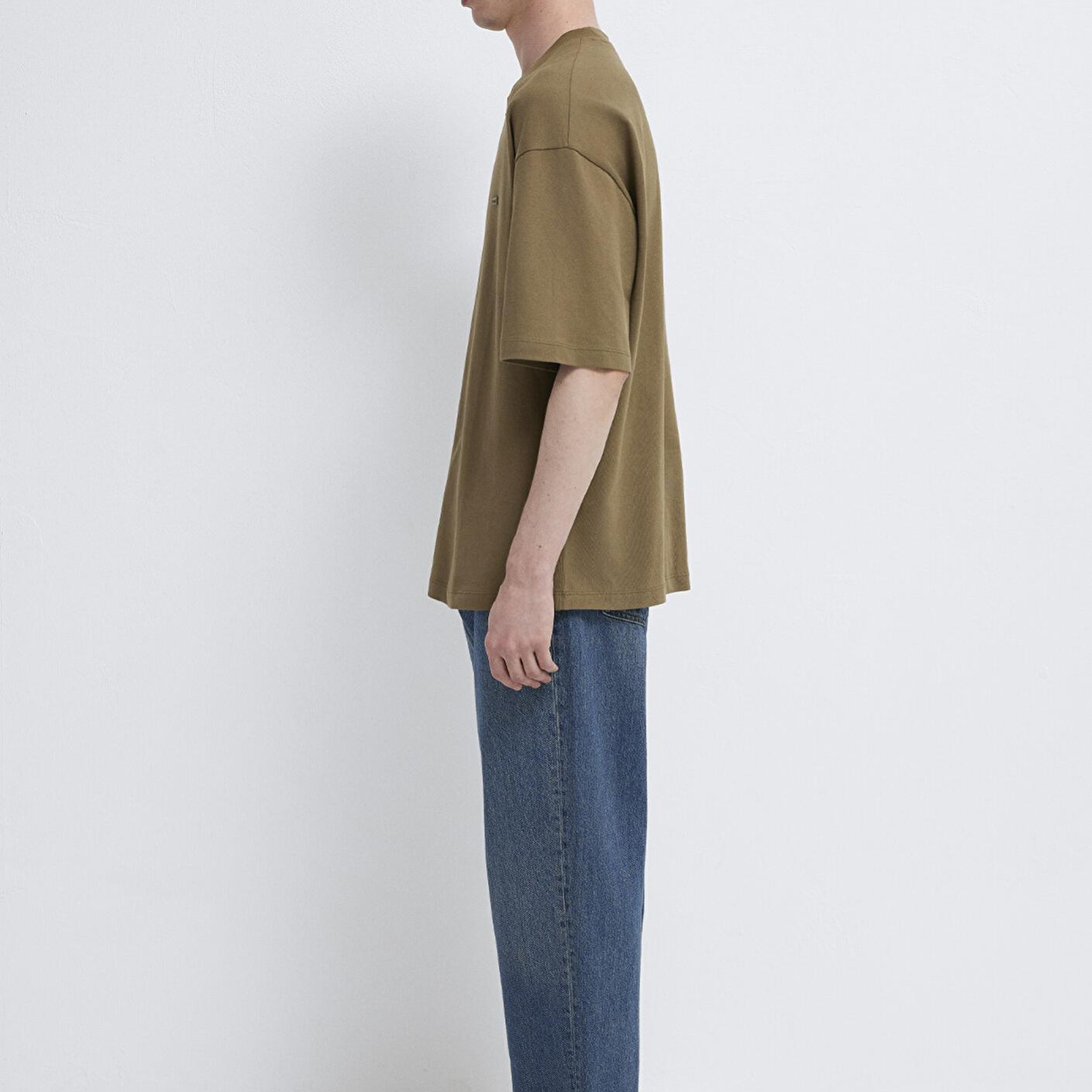 Mavi Silikon Logo Baskılı Yeşil Basic Tişört Oversize / Geniş Kesim 0613188-71564