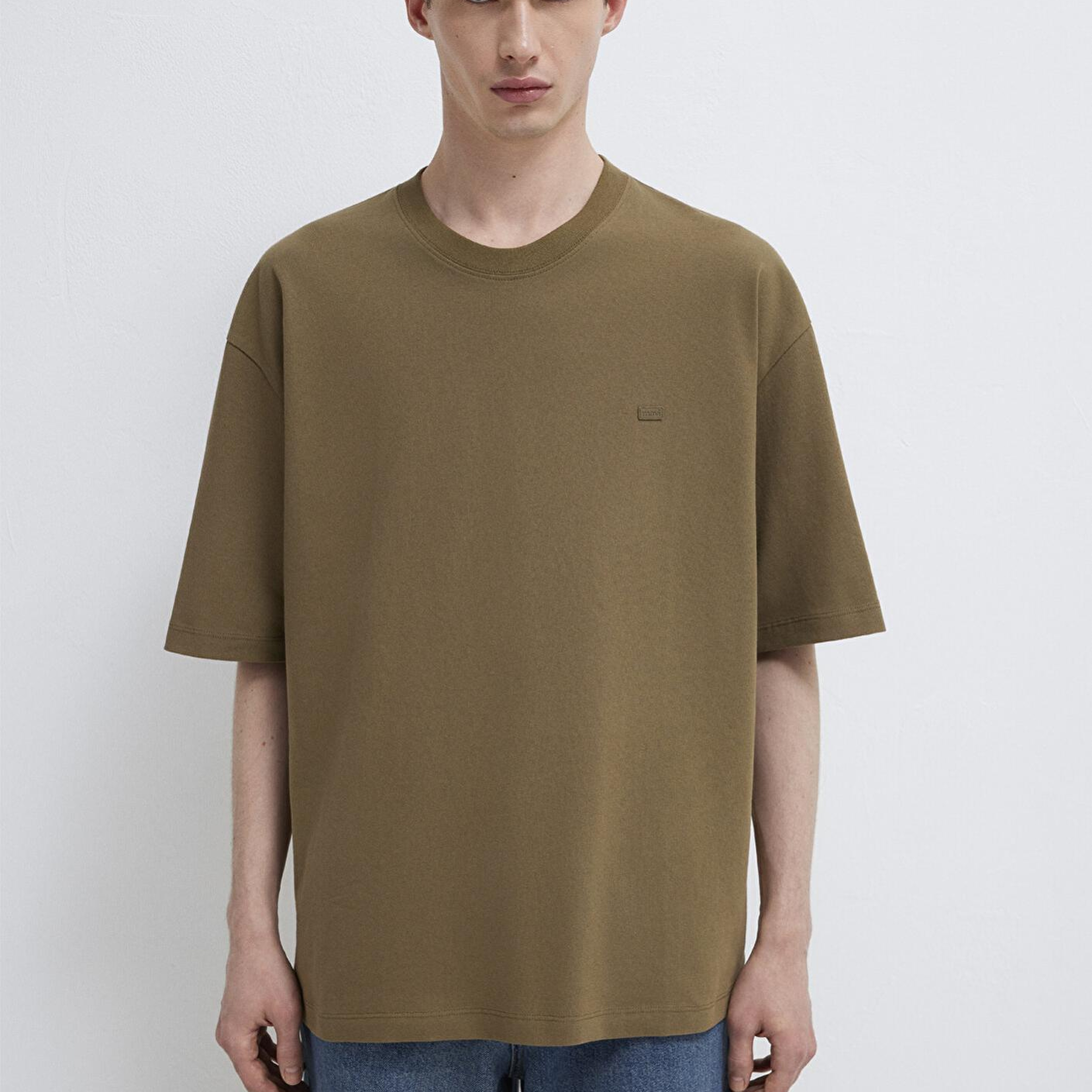 Mavi Silikon Logo Baskılı Yeşil Basic Tişört Oversize / Geniş Kesim 0613188-71564