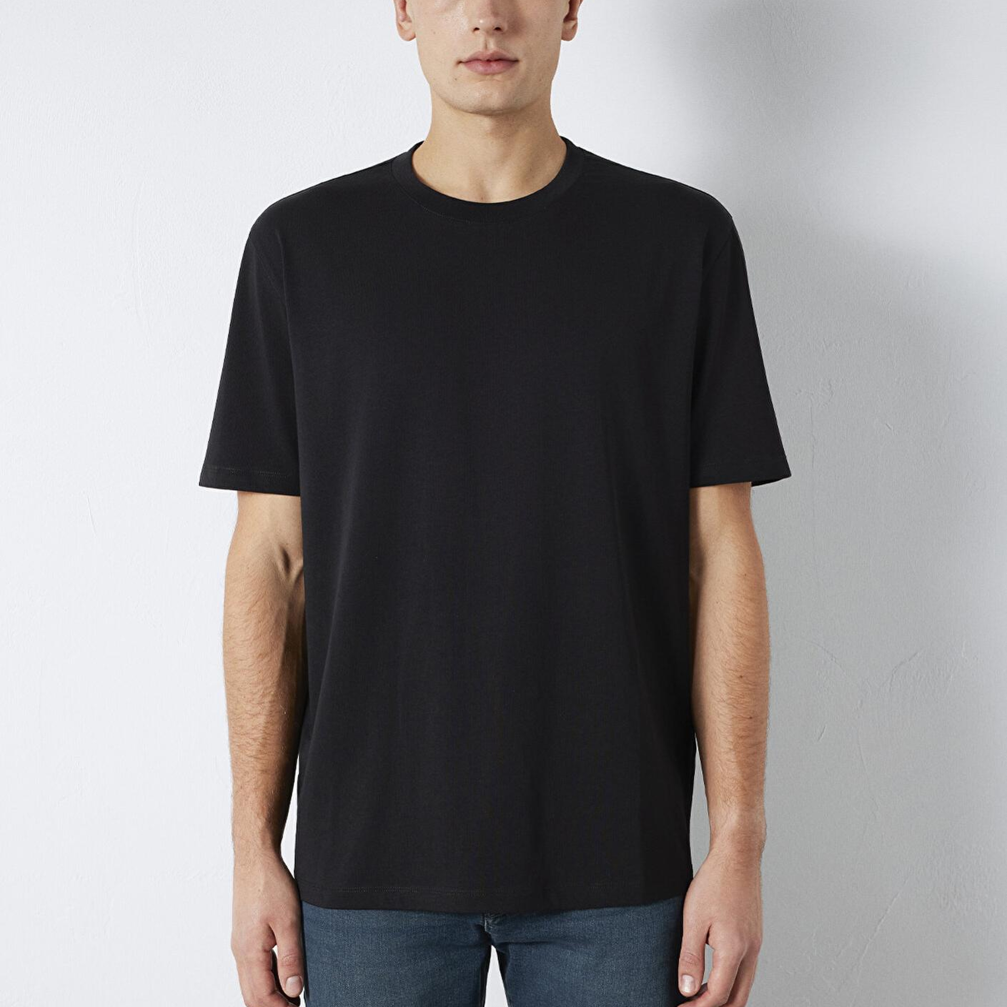 Mavi Siyah Basic Tişört Loose Fit / Bol Rahat Kesim 0613199-900