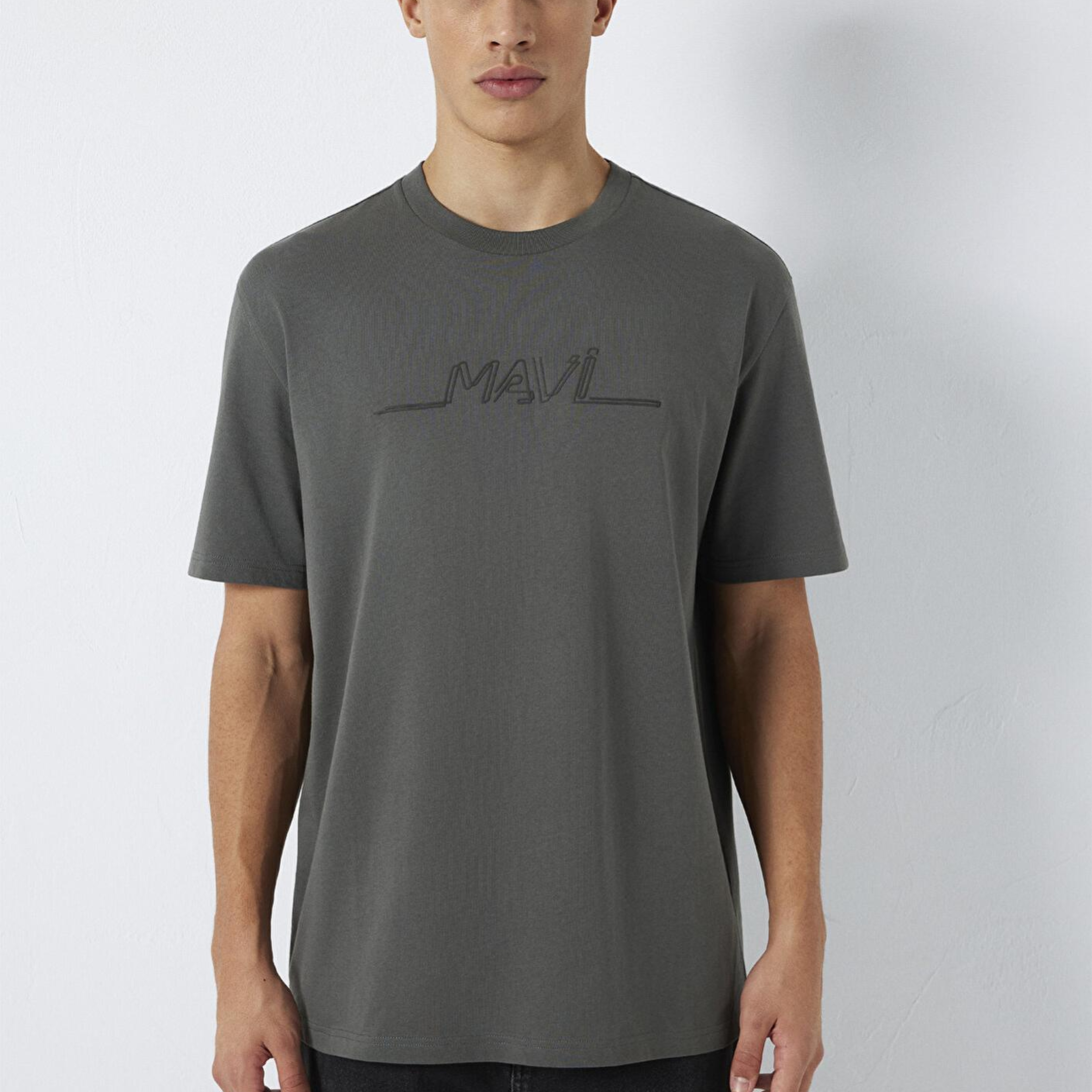 Mavi Mavi Baskılı Antrasit Tişört Loose Fit / Bol Rahat Kesim 0613128-70088