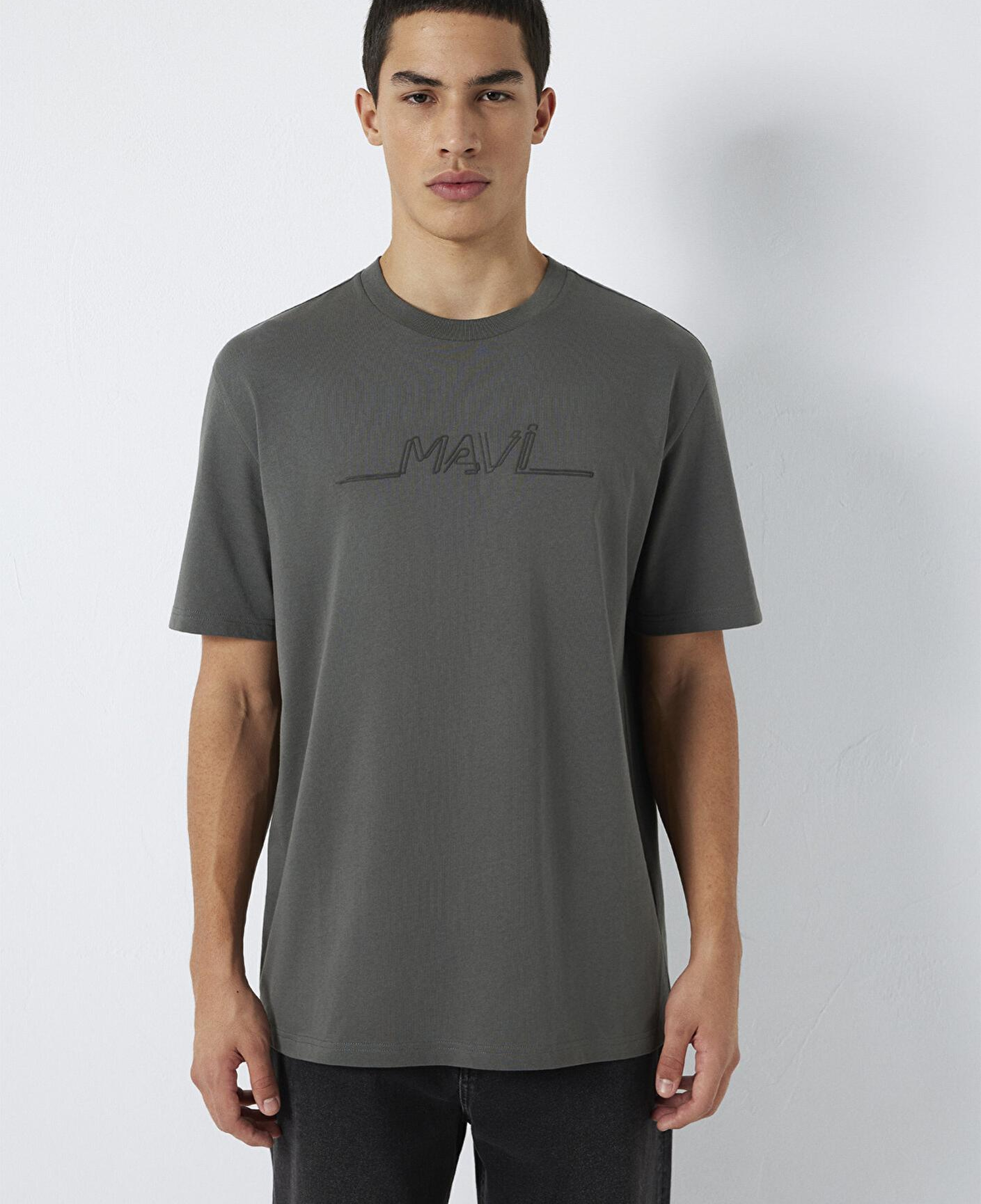 Mavi Mavi Baskılı Antrasit Tişört Loose Fit / Bol Rahat Kesim 0613128-70088