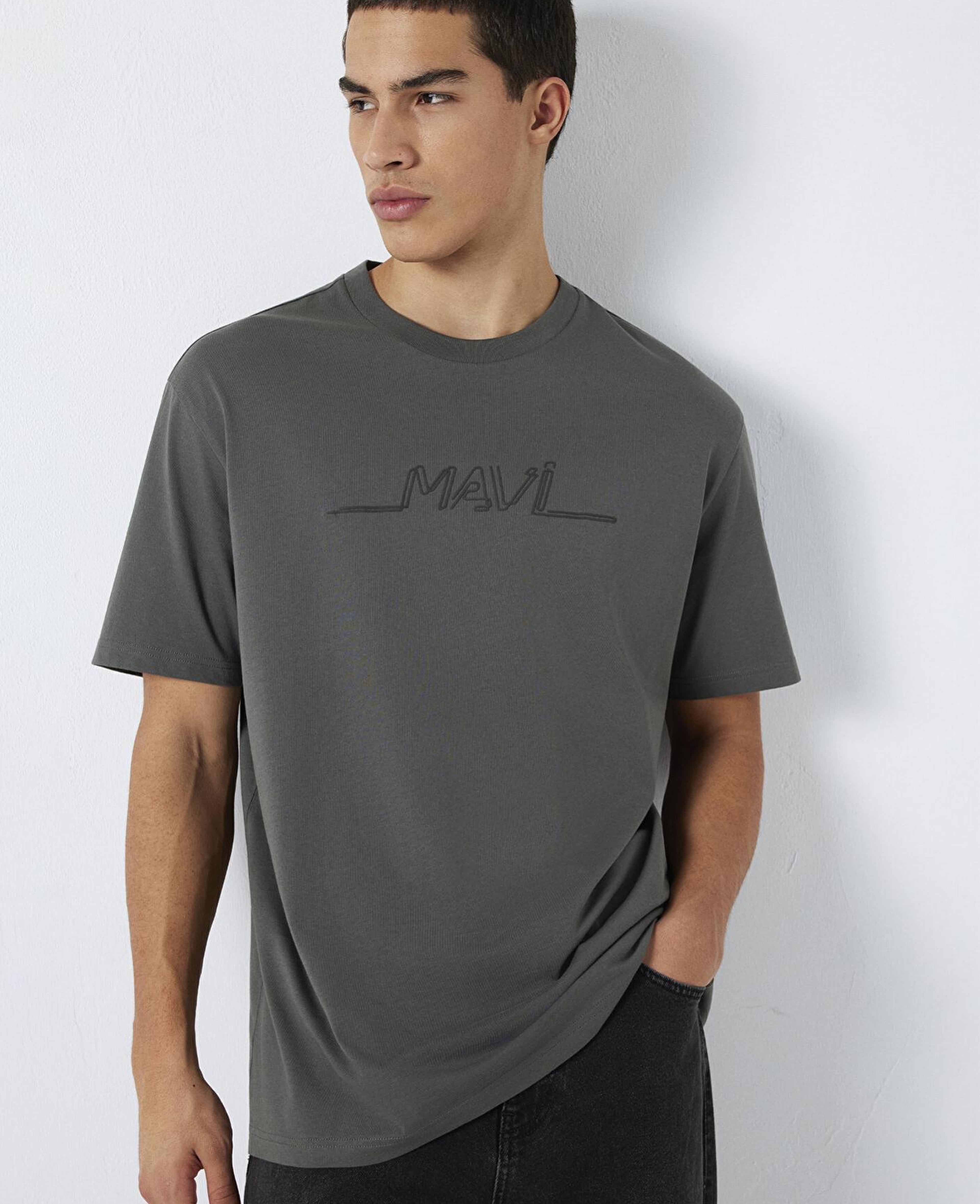 Mavi Mavi Baskılı Antrasit Tişört Loose Fit / Bol Rahat Kesim 0613128-70088