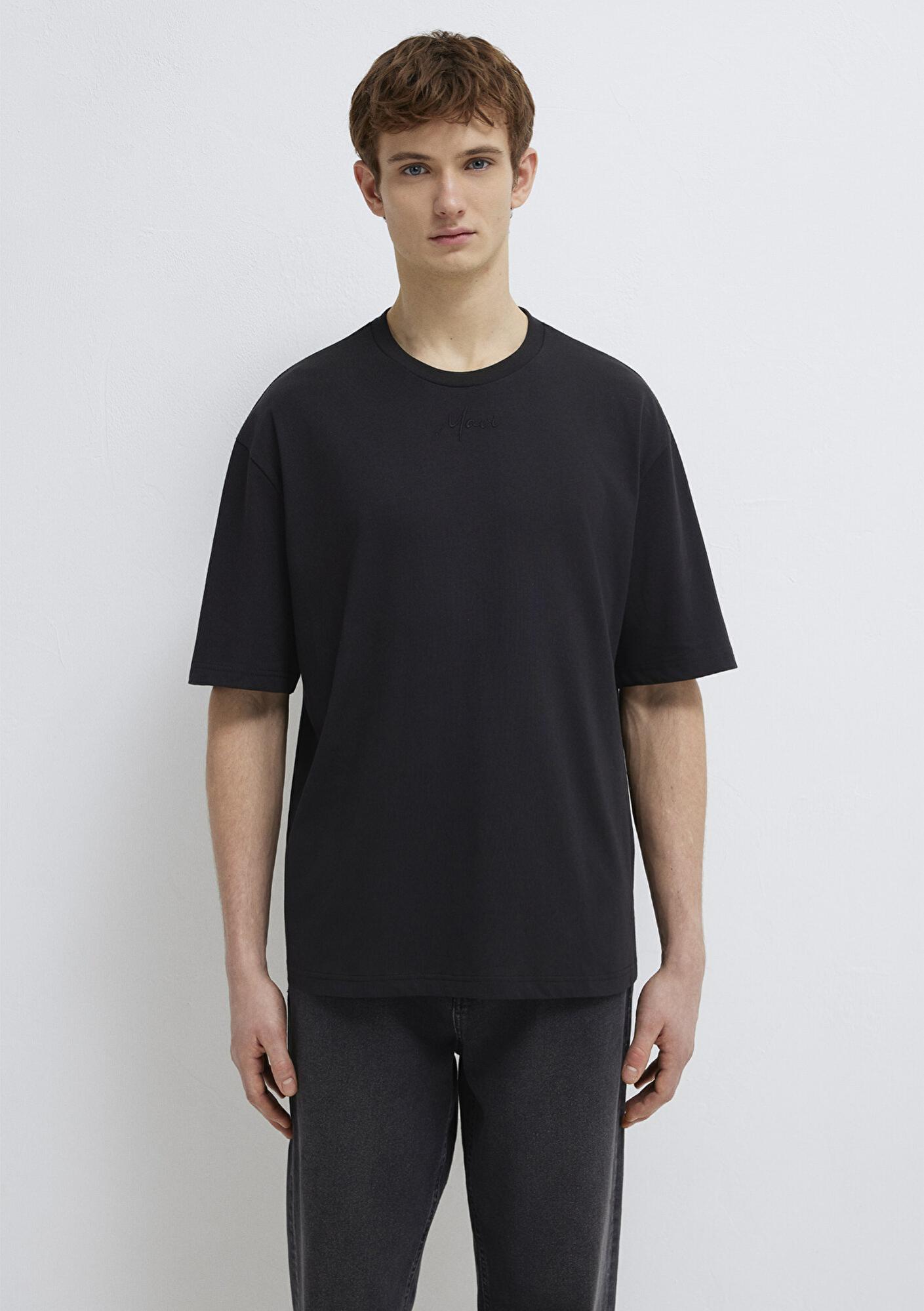 Mavi Mavi Nakışlı Siyah Tişört Relaxed Fit / Rahat Kesim 0613130-900